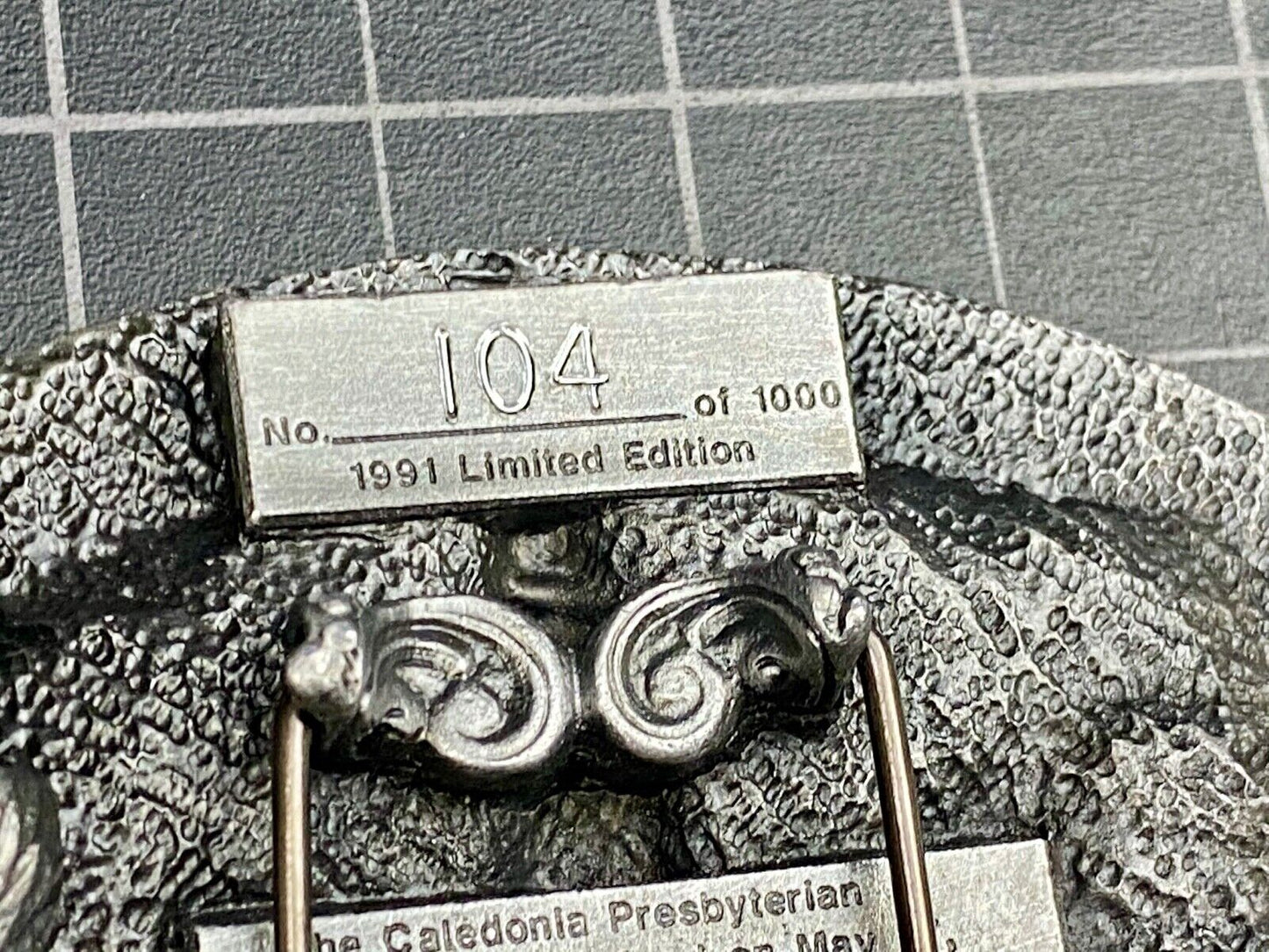 Vintage 1991 - Founder’s Days Caledonia MN belt buckle - presbyterian church