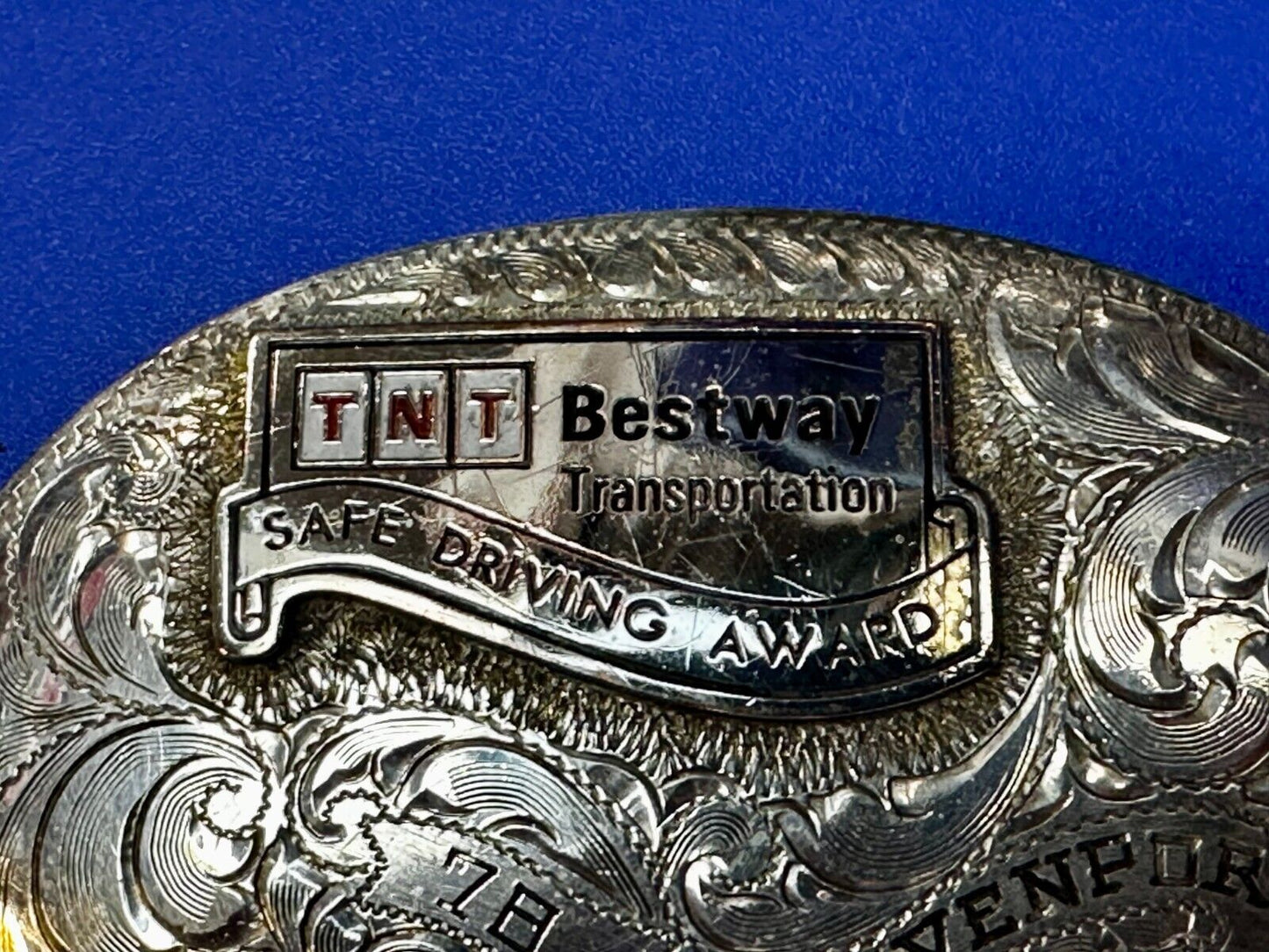 TNT Bestway Transportation Safe Driving Award Belt Buckle by BK Silversmiths