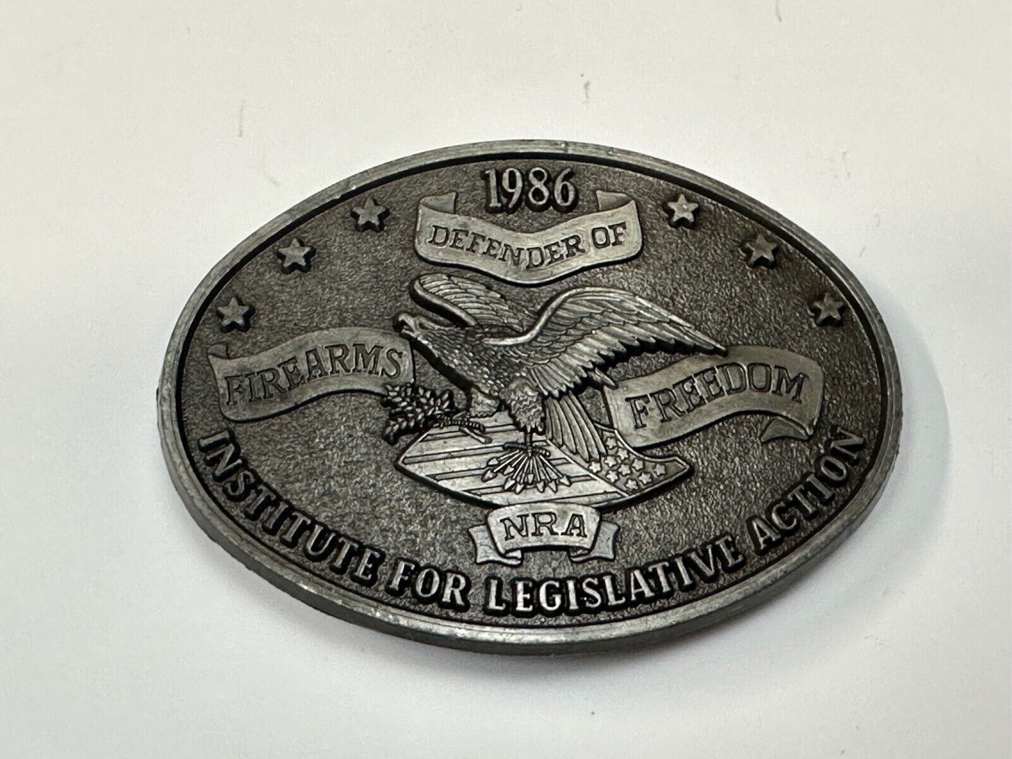 1986 NRA National Rifle Association Firearms Freedom Vintage ILA belt buckle