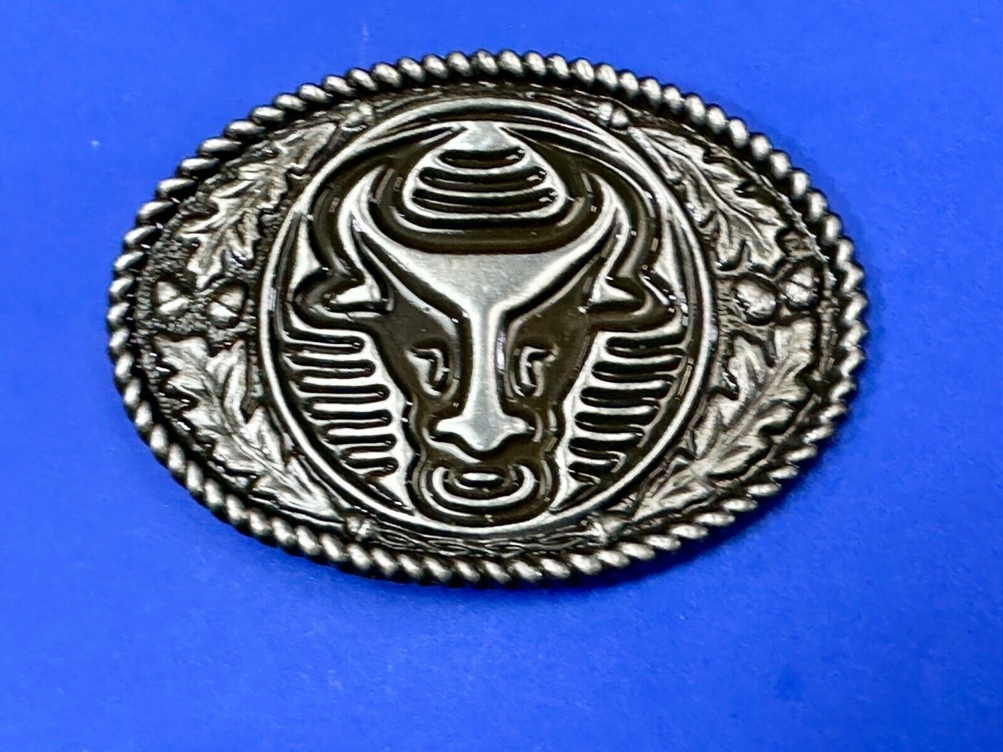 The Longhorn cow steer with nose ring Vintage rope boarder belt buckle