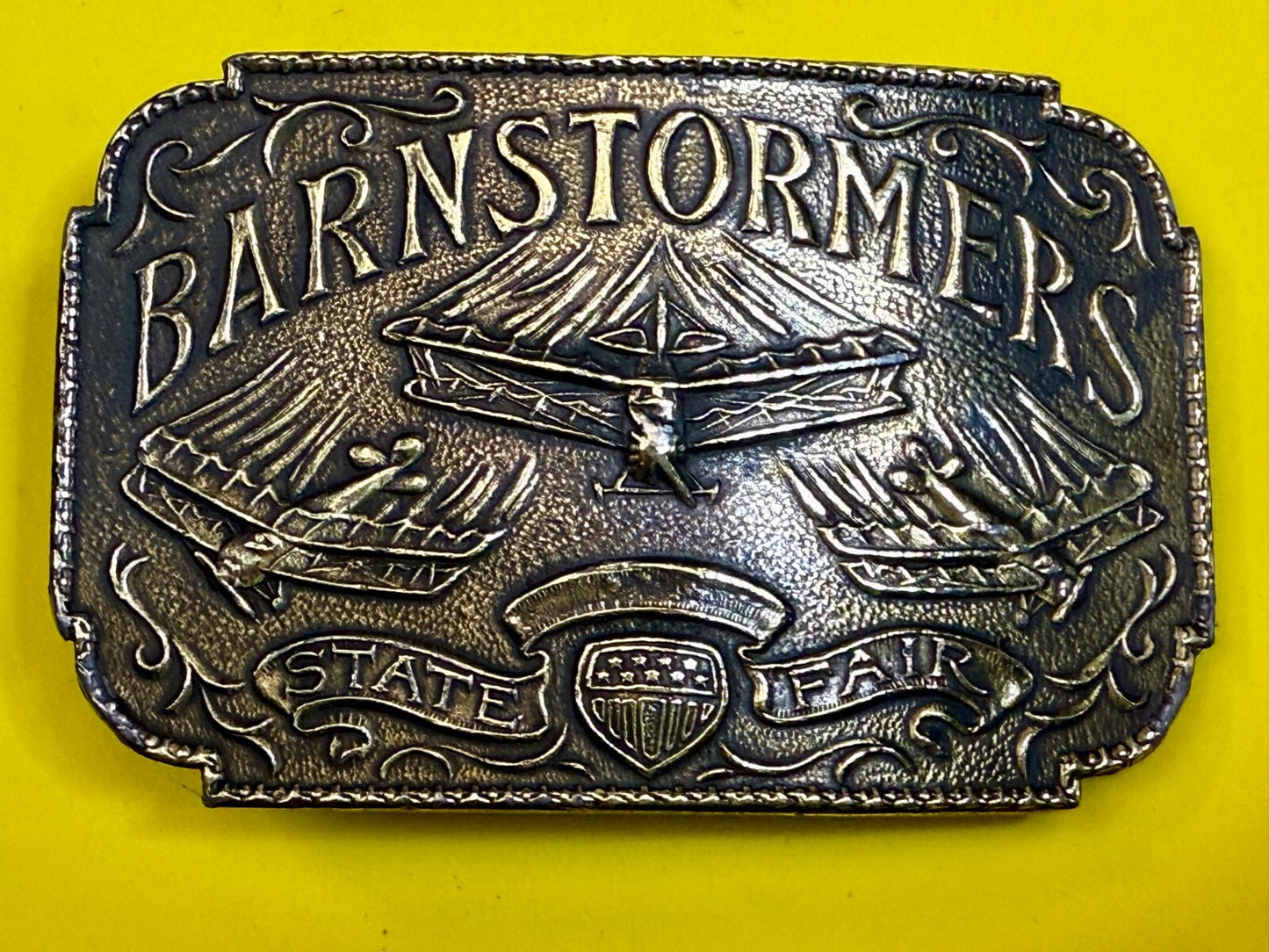 Barnstormers State Fair Show Bi Plane Fixed Wing Aircraft Lewis Belt Buckle