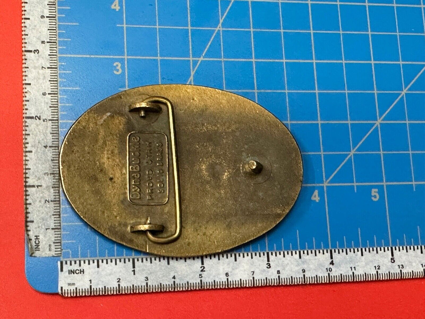 Vintage 1987 TIC Chimney Creek Gold Project Safety award brass belt buckle