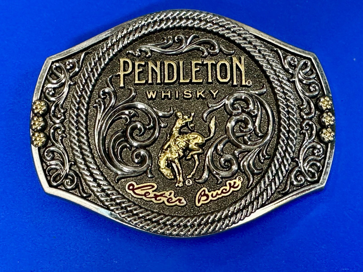 2021 Pendleton Whiskey Let'er Buck Rodeo Cowboy Montana Silversmiths Buck Buckle