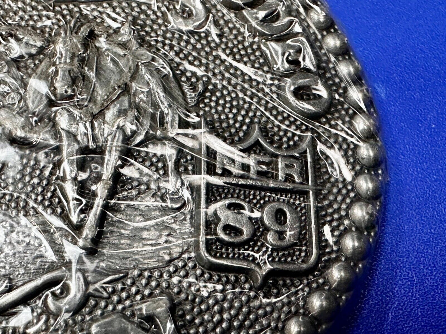 1989 ADM Hesston NFR National Finals Rodeo Cowboys Western NOS Belt Buckle