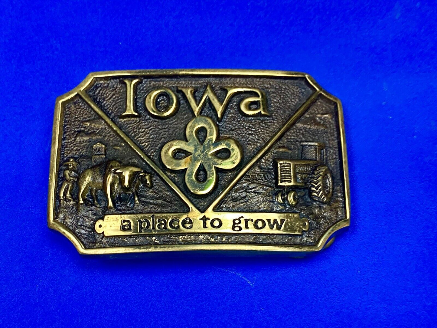 The State Of Iowa, A Place To Grow! Farming Belt Buckle Heritage Mint Ltd