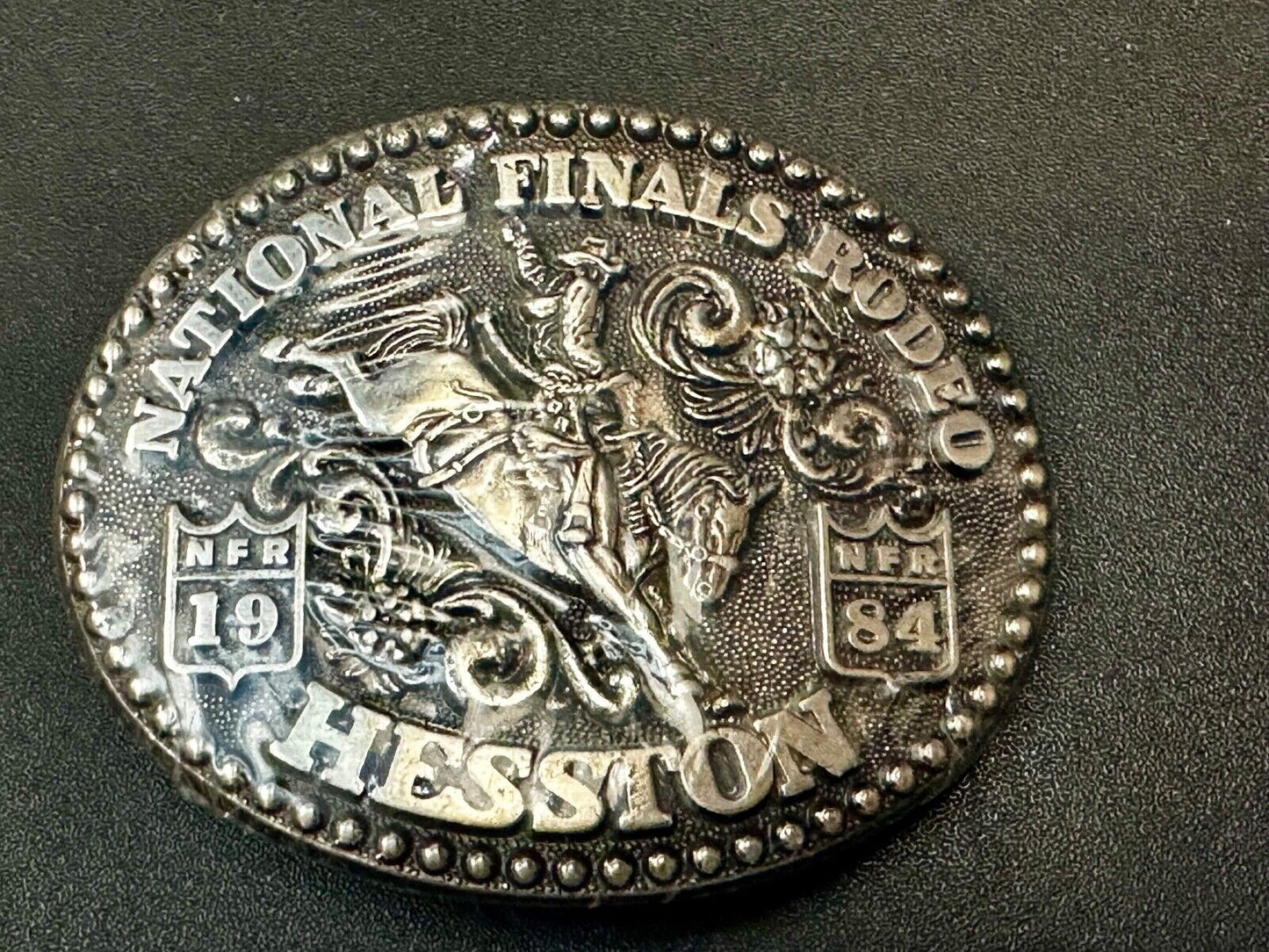 1984 NFR National Finals Rodeo NOS Youth Size Hesston Belt Buckle