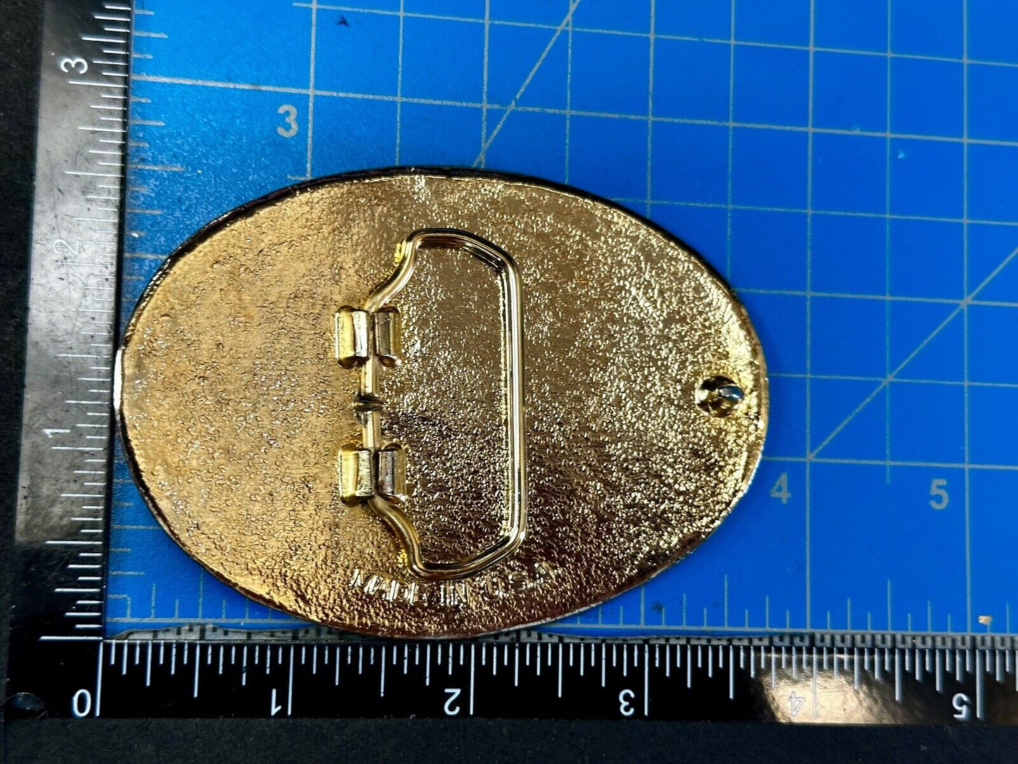 The Great State of Texas Star & Flag western Gold & White Color Belt Buckle