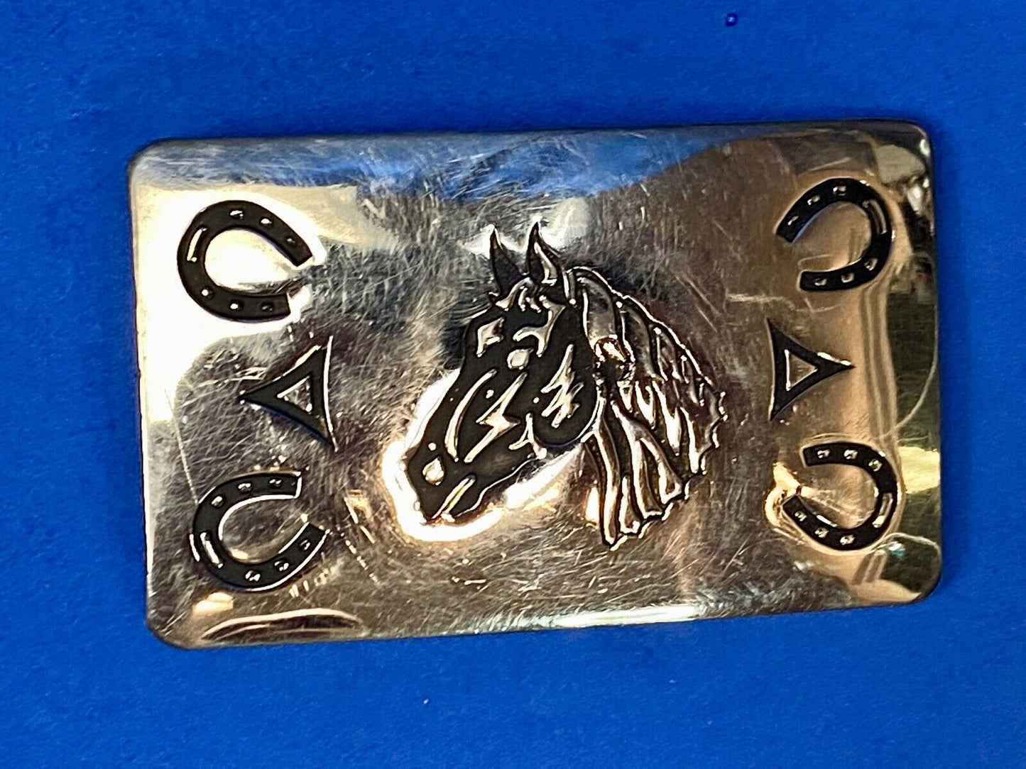 Vintage Chambers Belt Company Horse Head Shoes US made lucky western Buckle