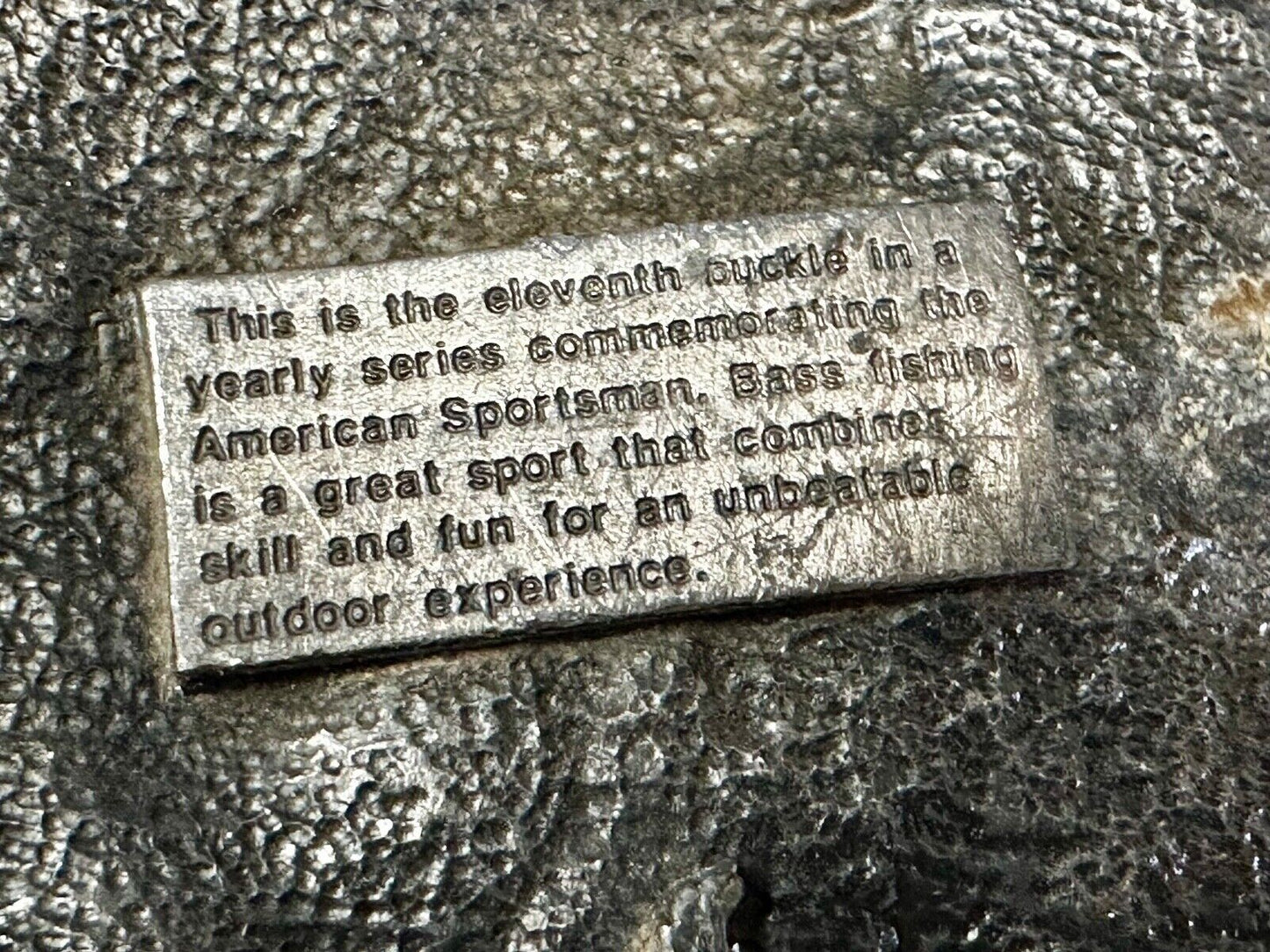 Bass Fishing - American sportsman 1991 Commemorative Vtg. Siskiyou Belt Buckle