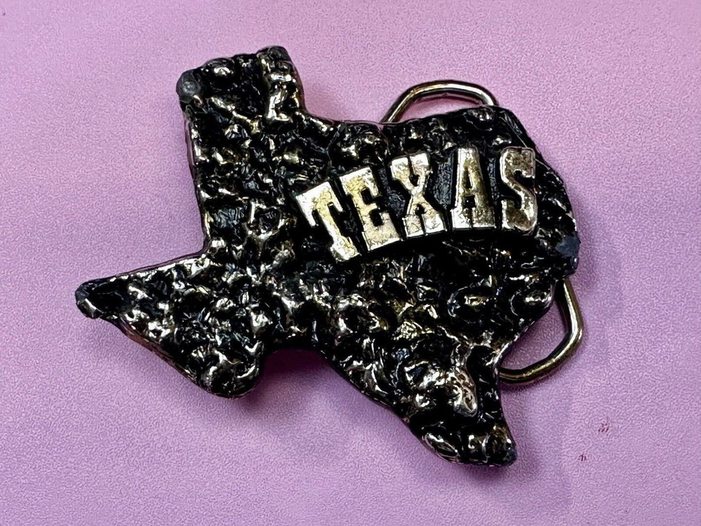 The Great State of Texas Cutout Map shaped Vintage Belt Buckle marked W