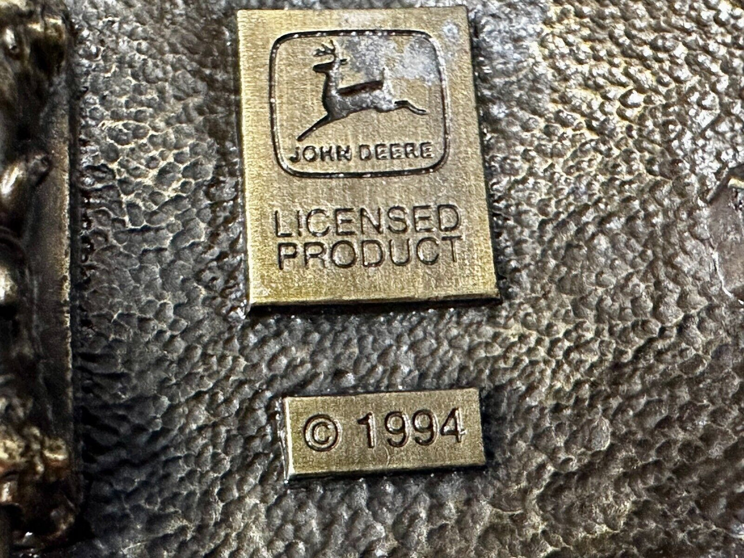 THINK GREEN - John Deere Farm Tractors Vintage Brass Tone Round Belt Buckle