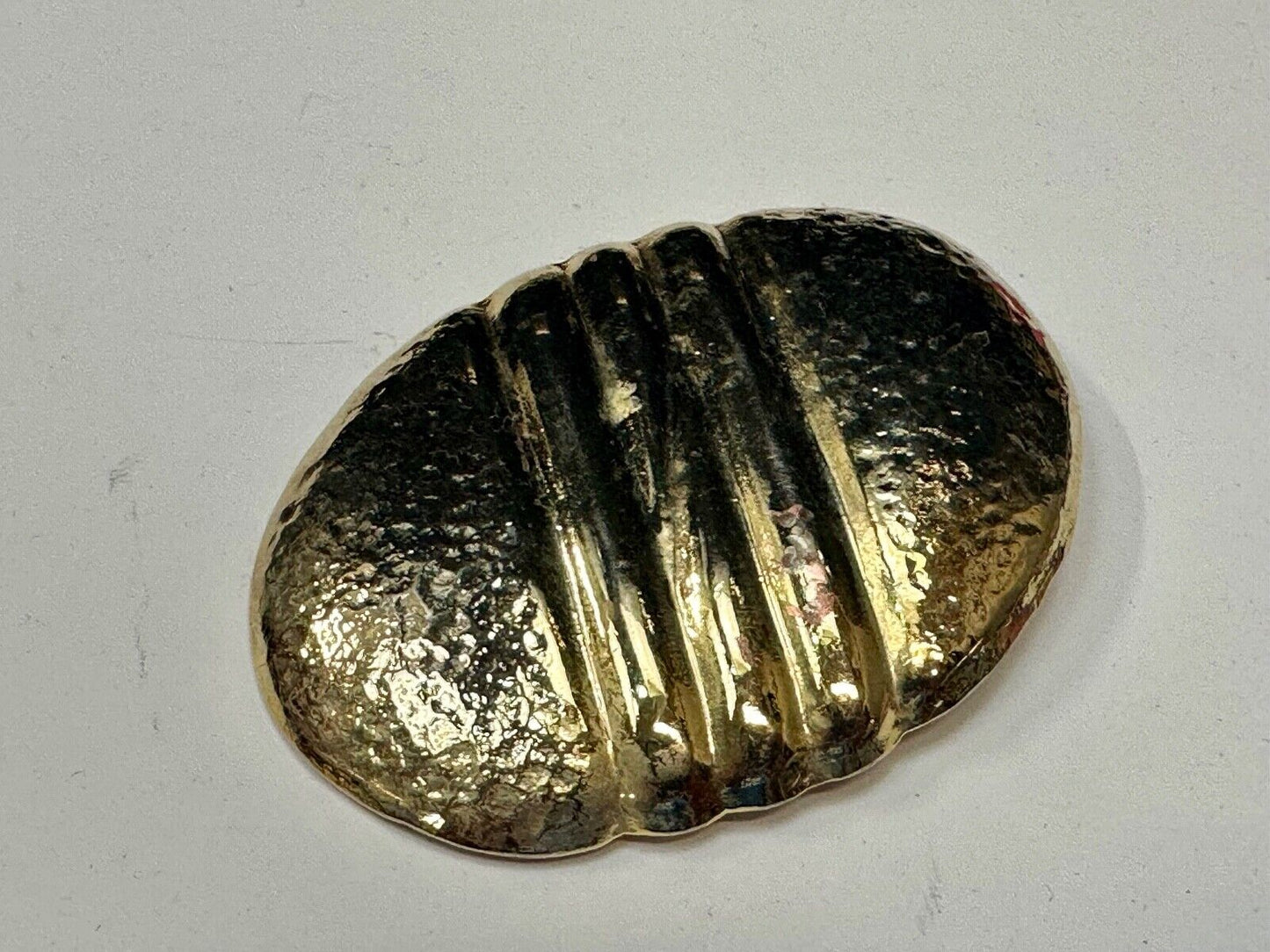 Vintage Chunky Gold Tone Raised belt buckle Scarf Slide Holder marked A