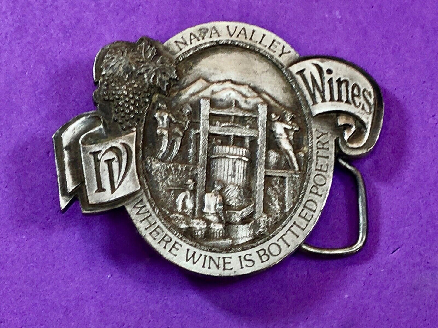 Vintage 1976 Napa Valley Bottling Ca belt buckle -Where Wine is Bottled Poetry