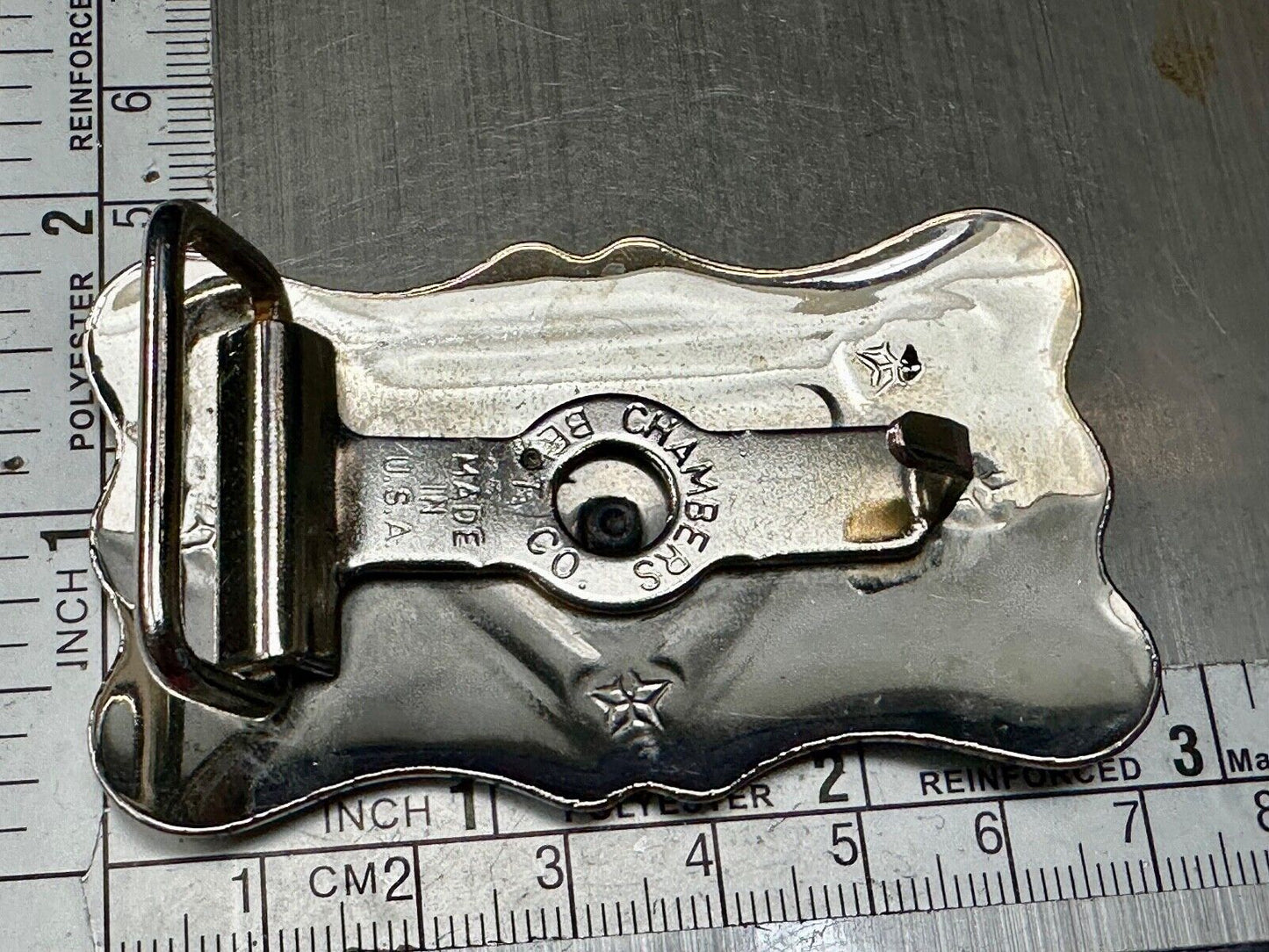 Vintage Chambers ornate engraved project craft belt buckle - no centerpiece