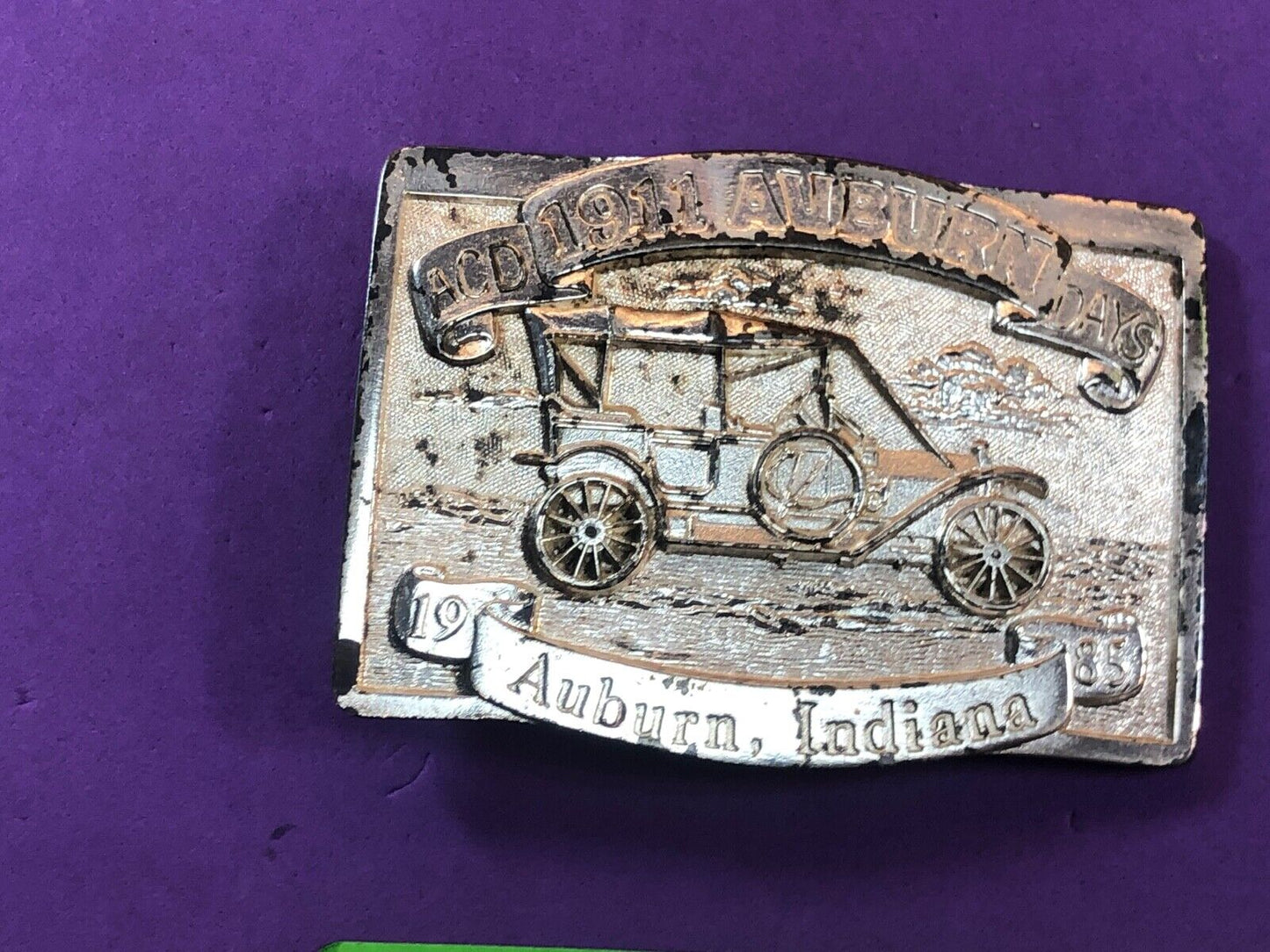 Vintage 1985 Auburn Days - Indiana belt buckle. fair and car show!