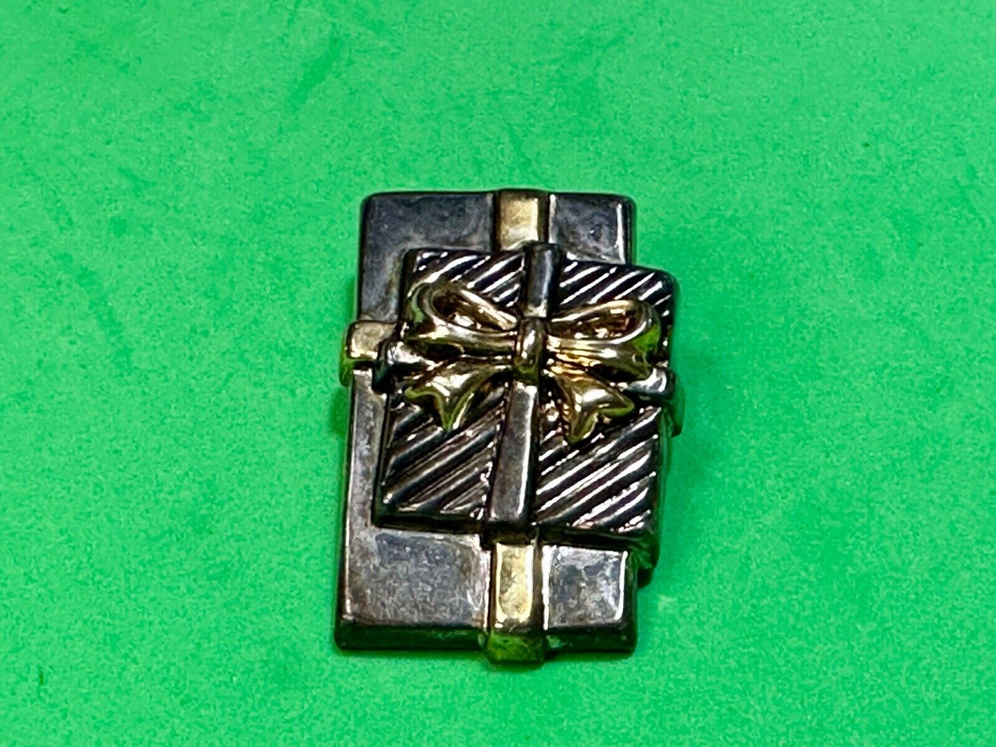 Vintage BEST Christmas Brooch Gift Present Gold Silver Two Tone Pin or PENDANT