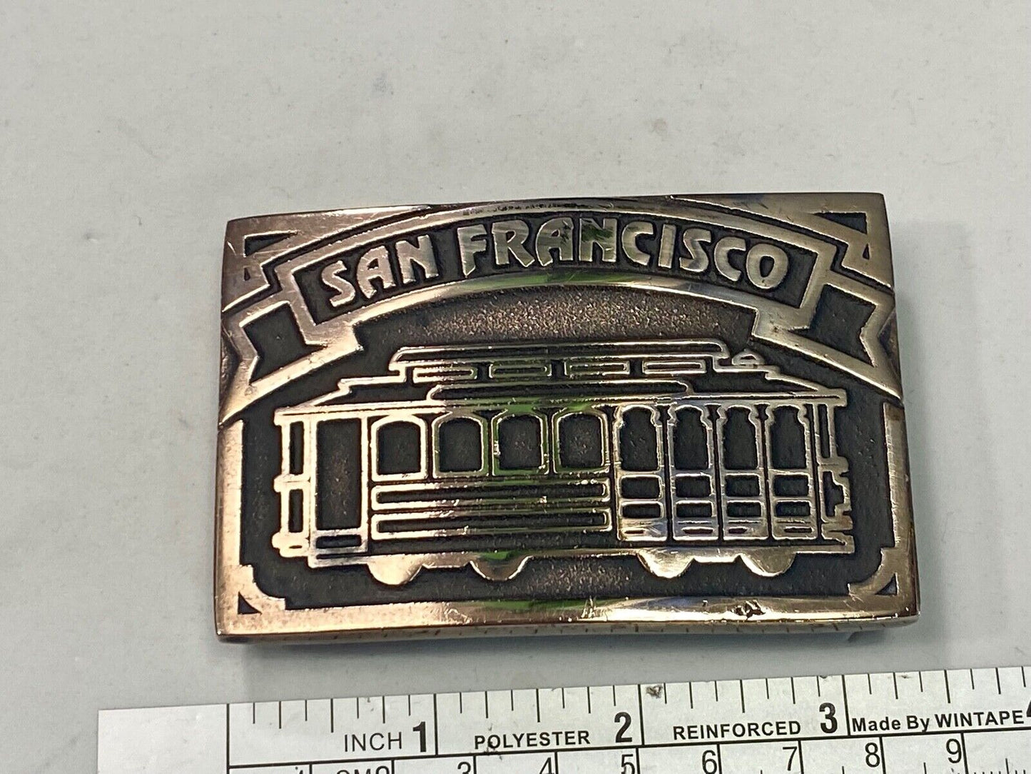 The San Francisco Cable Car - Vintage Brass Heavy Belt Buckle Stamped Ub