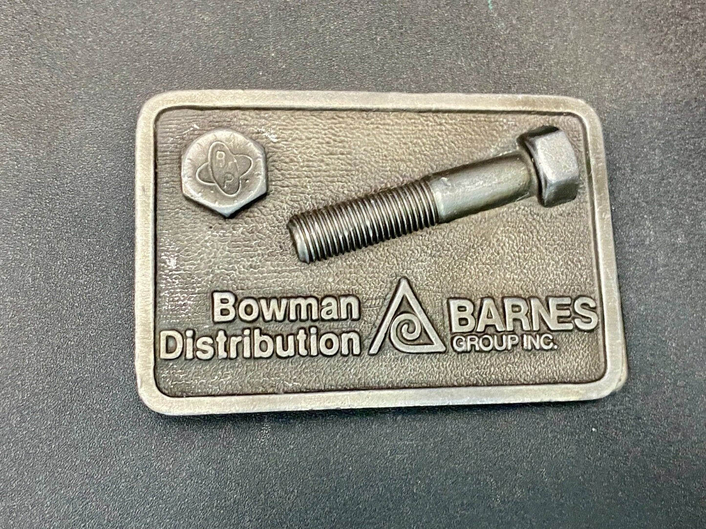 VINTAGE 1970s **BOWMAN DISTRIBUTION BARNES GROUP INC.** BELT BUCKLE
