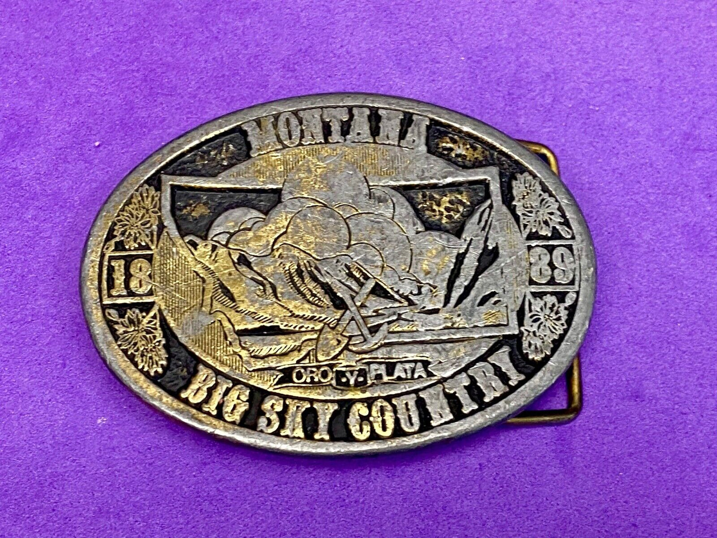 Vintage 1989 Montana - Big Sky Country Belt Buckle By Cdc Metalworks