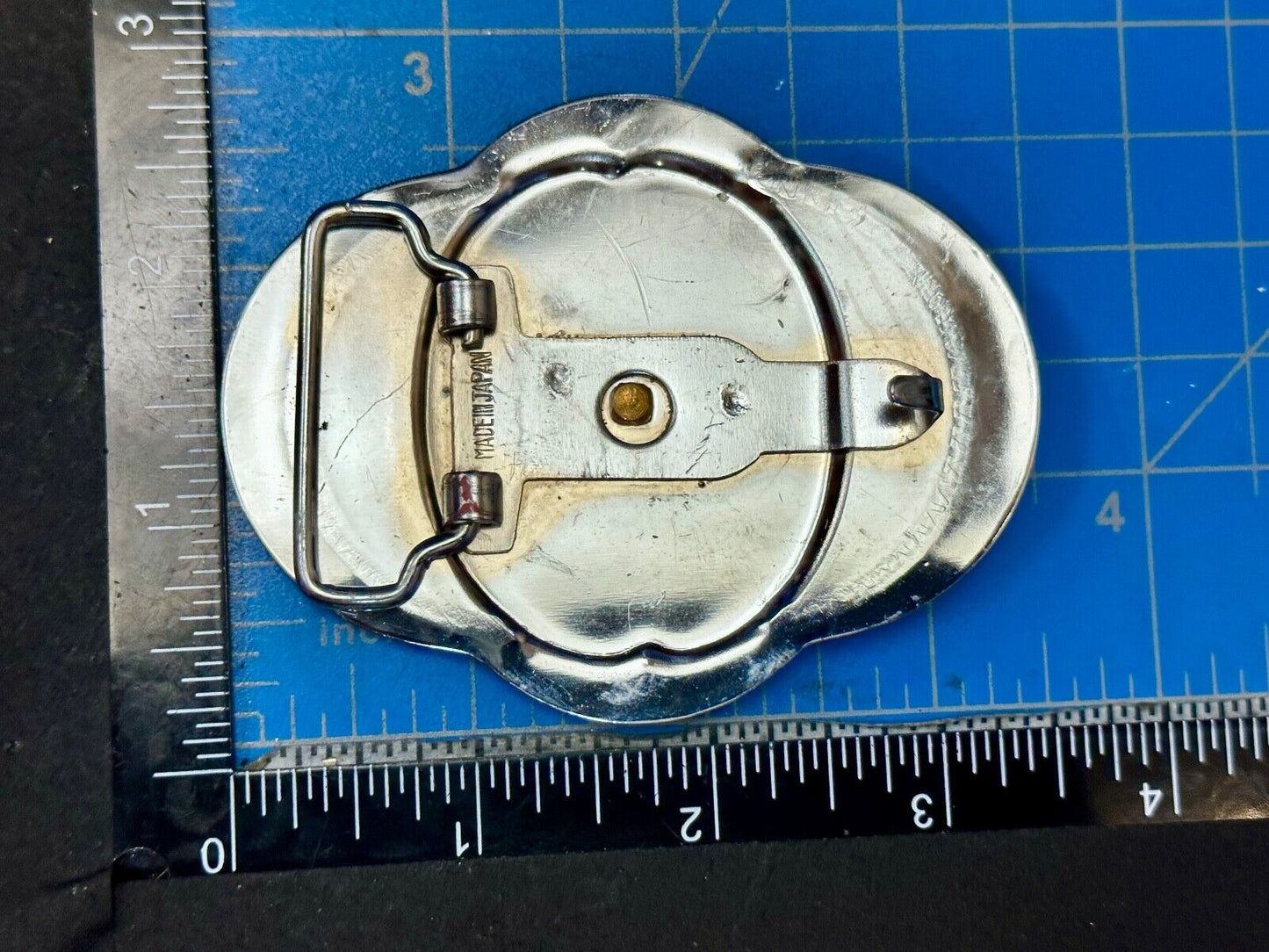 Vintage Cowboy Saddle Bronc western two tone unique shaped belt buckle