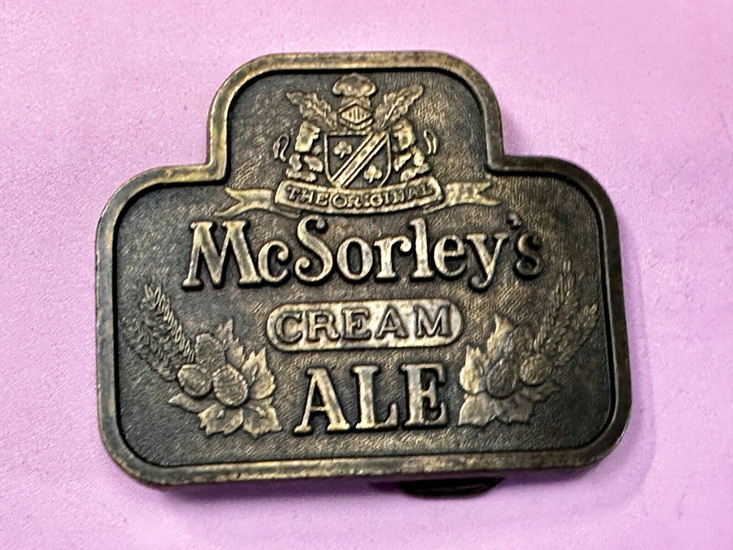 The Original Mc Sorley Cream Ale Brewing Company Advertisement Belt Buckle