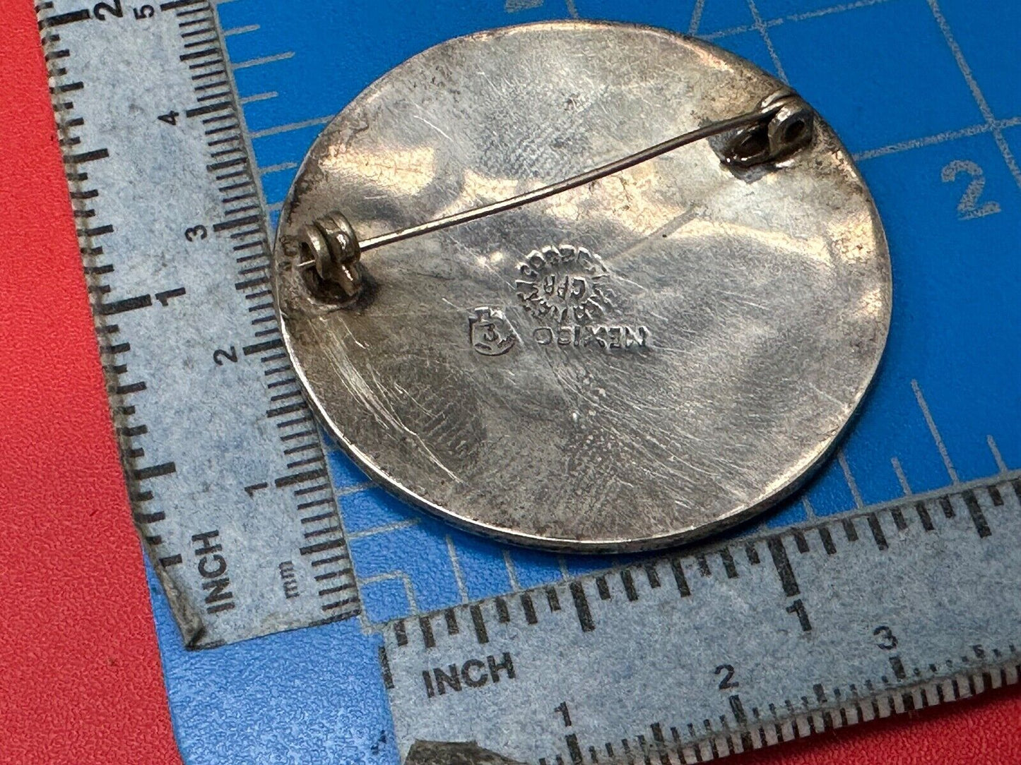 Beautiful Inlaid Person Figure Face sterling silver brooch - CPR Mexico 925