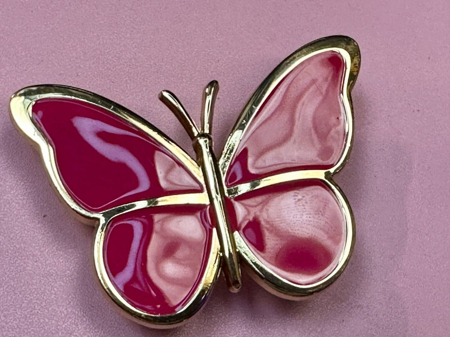 Beautiful Butterfly Shaped Cutout Pink Enameled Womens Belt Buckle