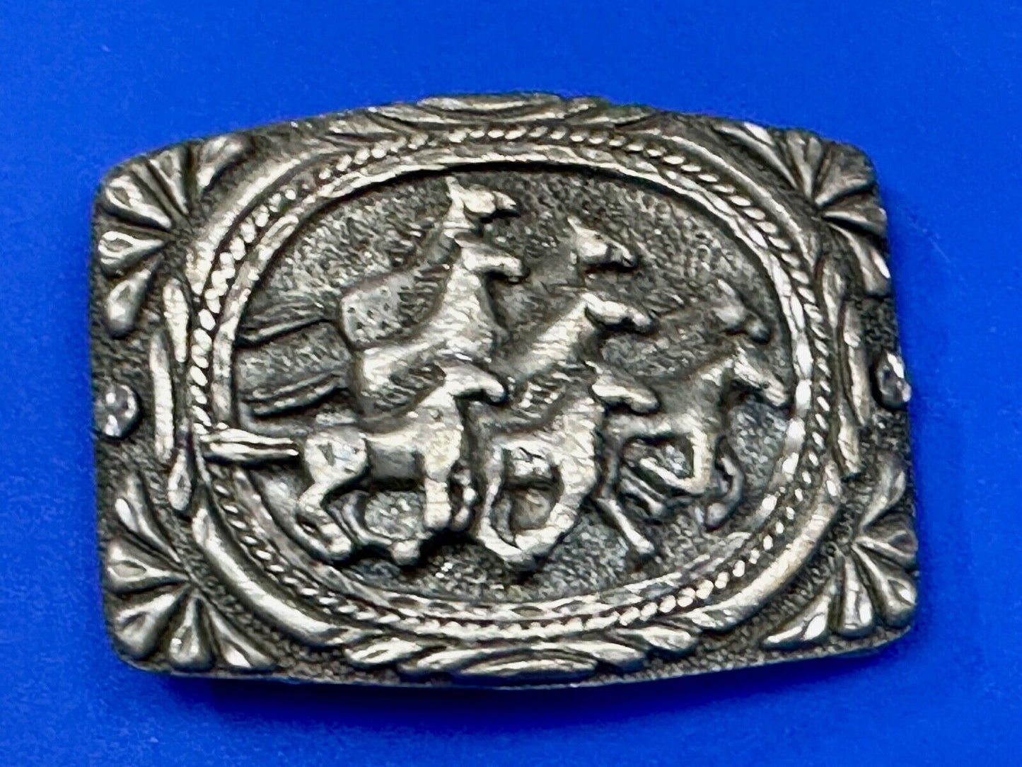 Texas longhorn - Vintage EGE 93 laser diamond etched cut Belt Buckle