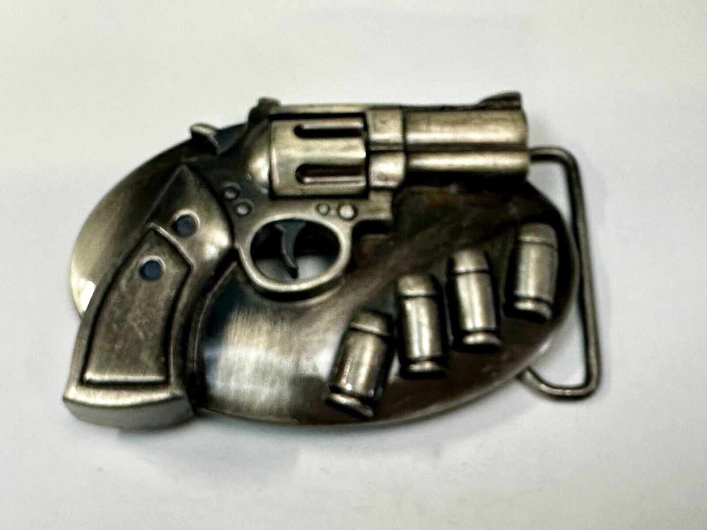 Unique Revolver Gun Pistol Six Shooter with Bullets Design Cutout Belt Buckle
