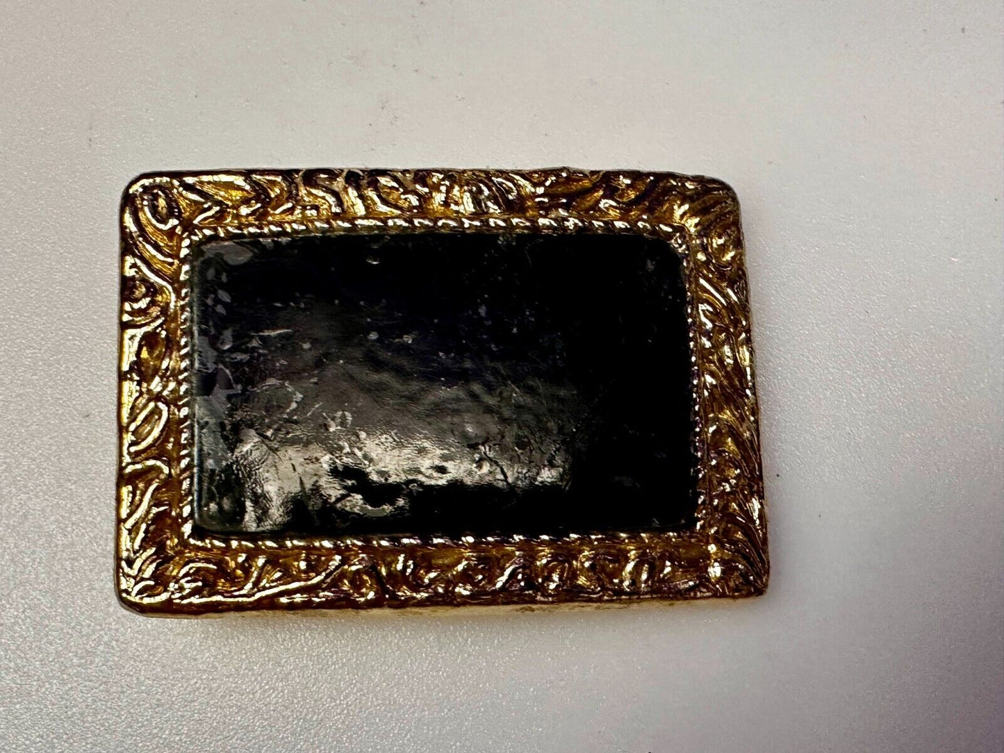 Vintage Artisan Handcrafted Cut & Polished Stone Slab In Gold Tone Belt Buckle