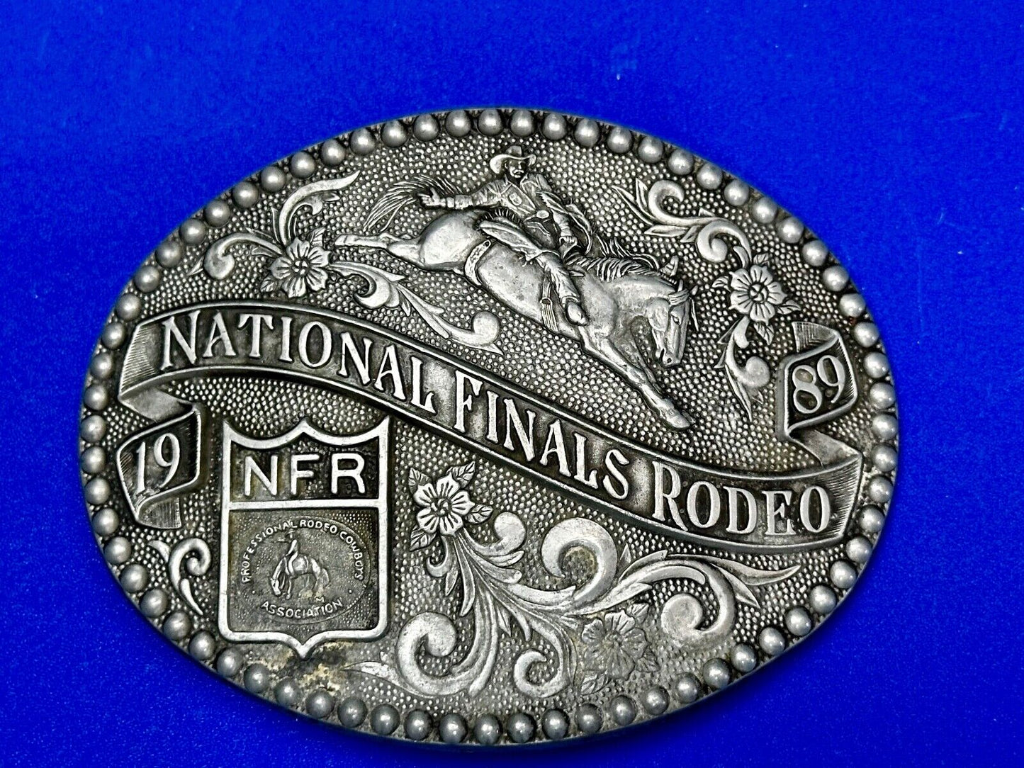 1989 NFR NATIONAL FINALS RODEO COWBOY BELT BUCKLE LAS VEGAS