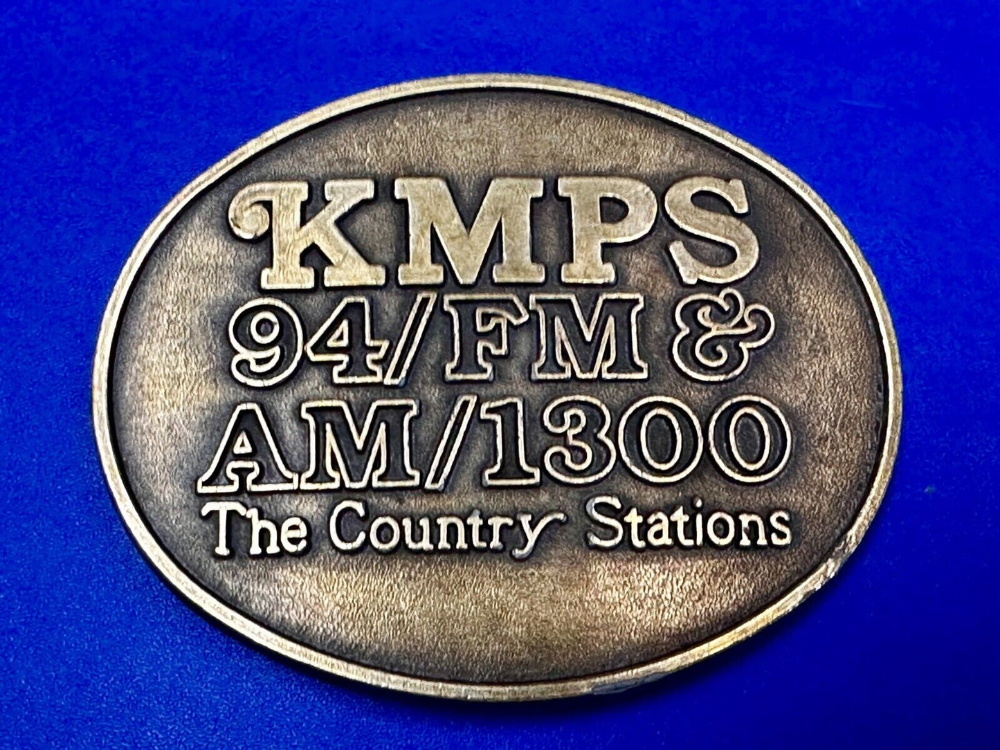 The Country Radio Station KMPS 94/FM & AM/1300 Advertisement Belt Buckle