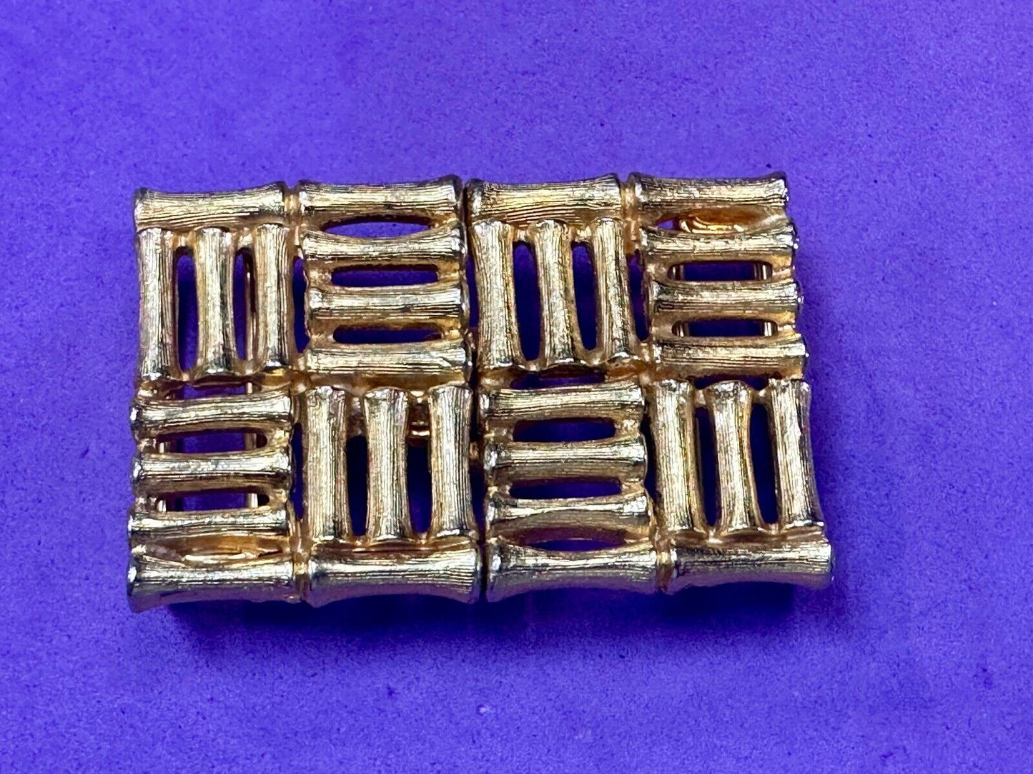 Bamboo Squares Two piece interconnecting vintage belt buckle by Mimi Di N