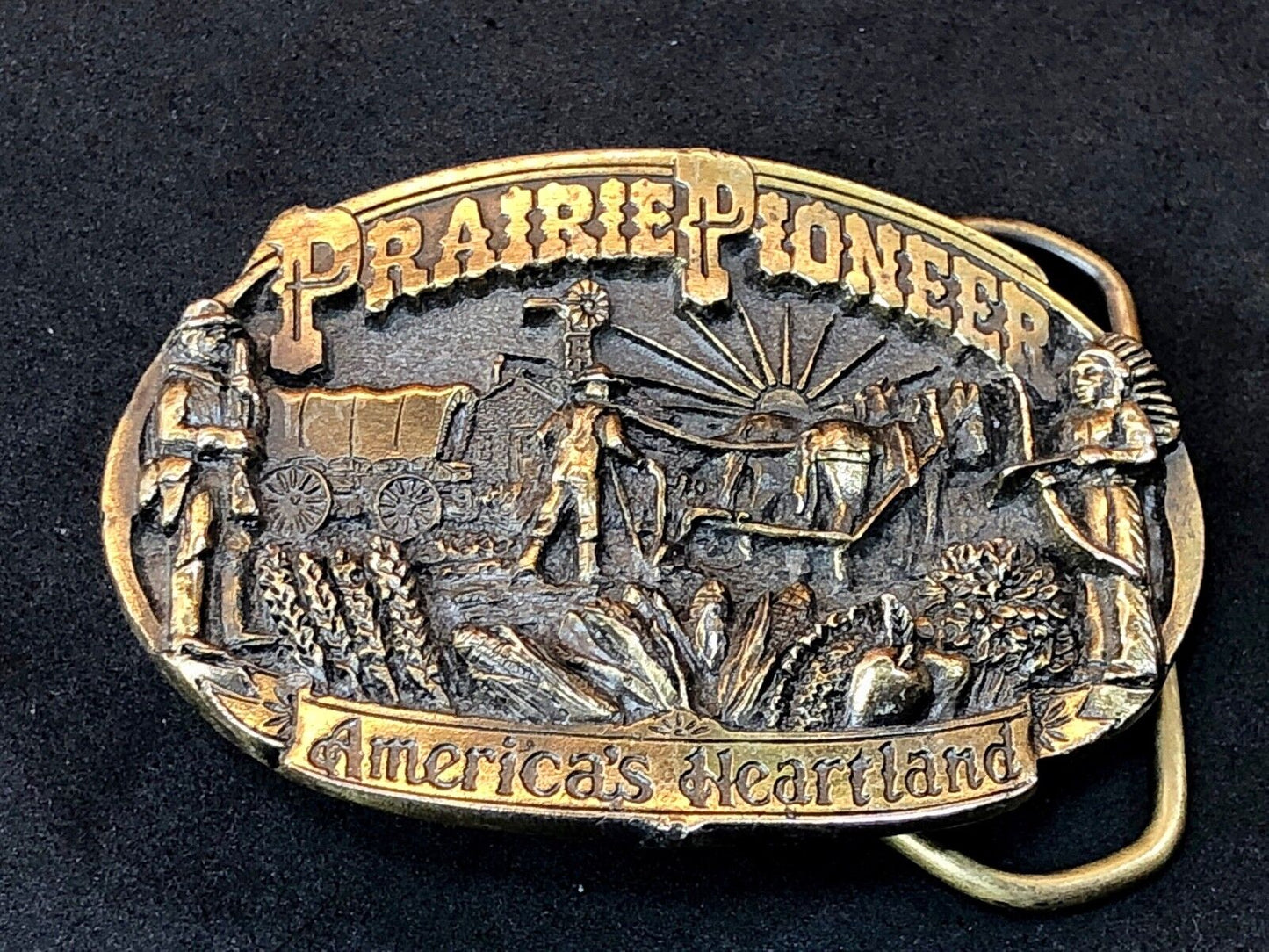 Vintage 1984 Prairie Pioneer Americas Heartland Great American Belt Buckle