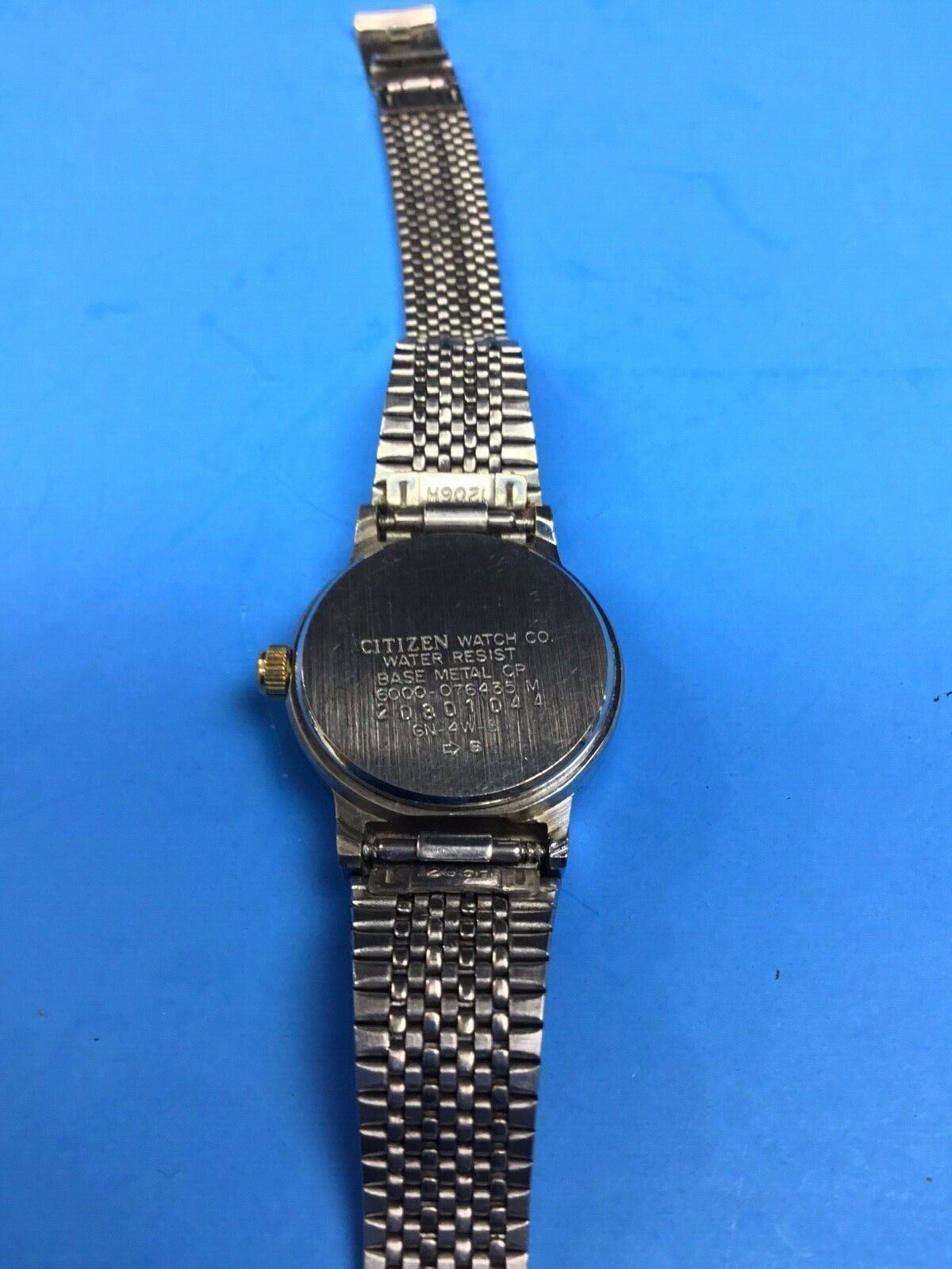 Vintage Citizen Cq Quartz Day Date 6000 Watchsilver Gold Mesh Ladies Women's