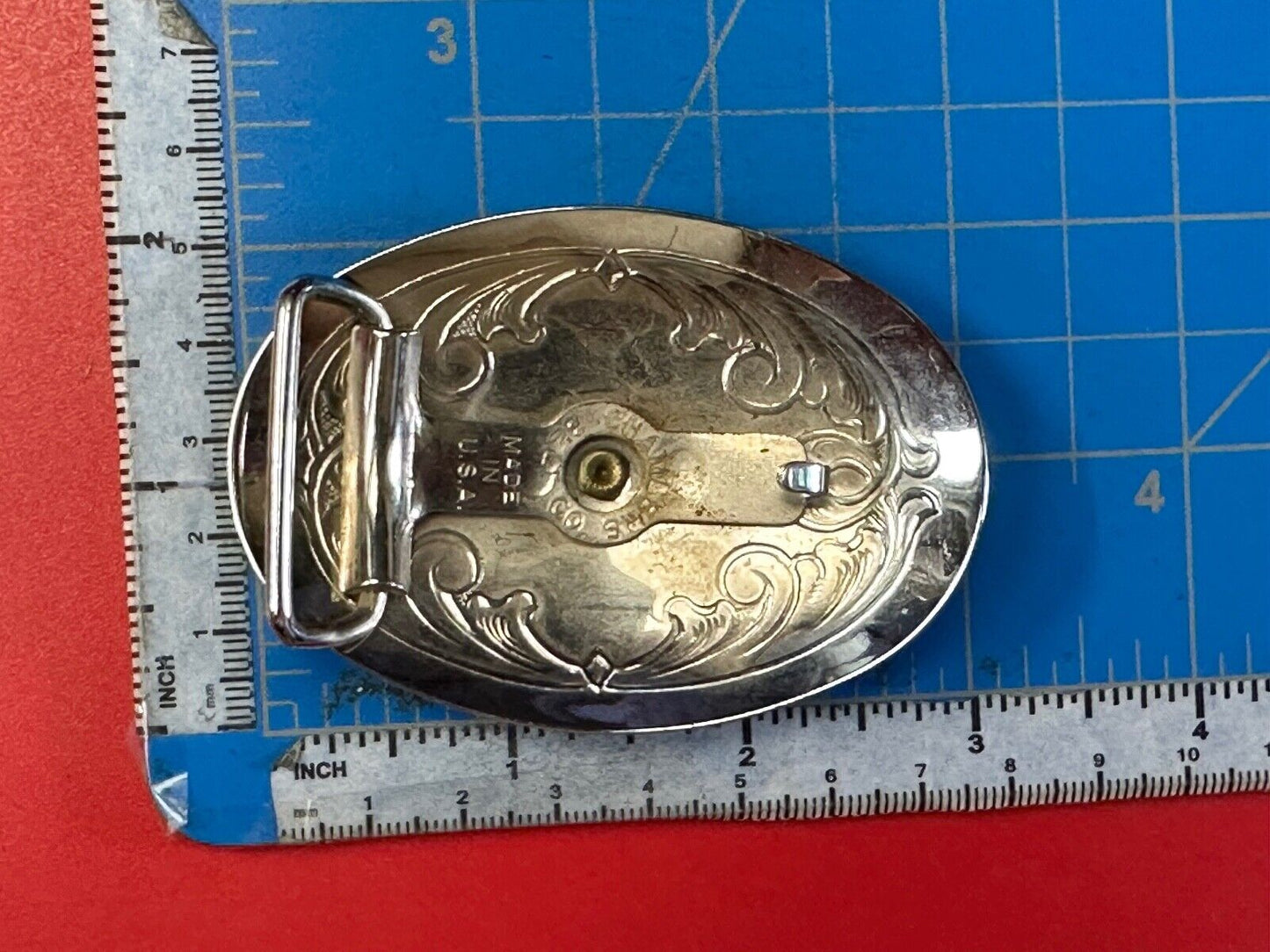 vintage Chambers Horse Saddle - Cowboys Cowgirls two tone belt buckle