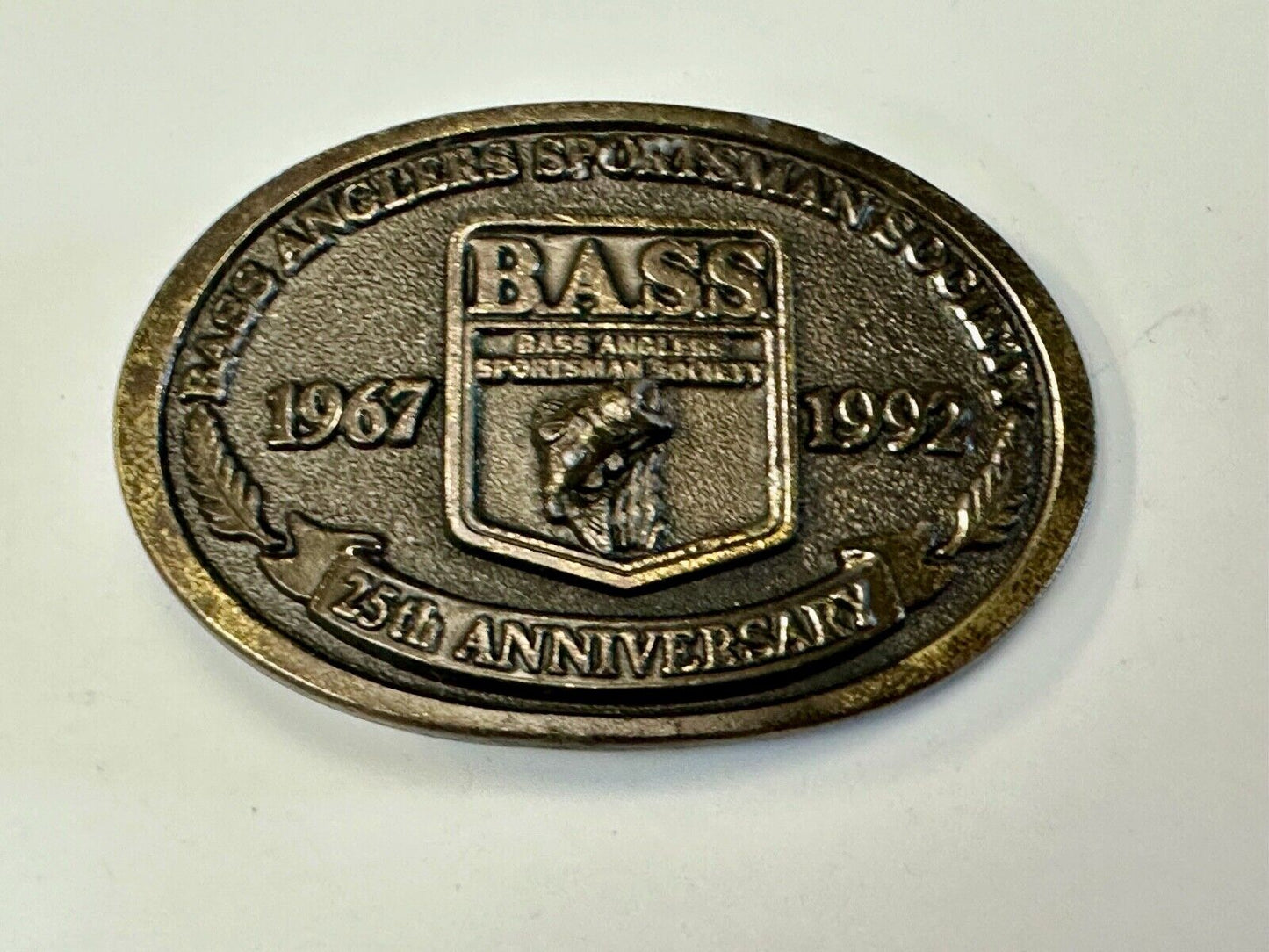 BASS 25th Anniversary Belt Buckle Bass Anglers Sportsman Society 1967 1992
