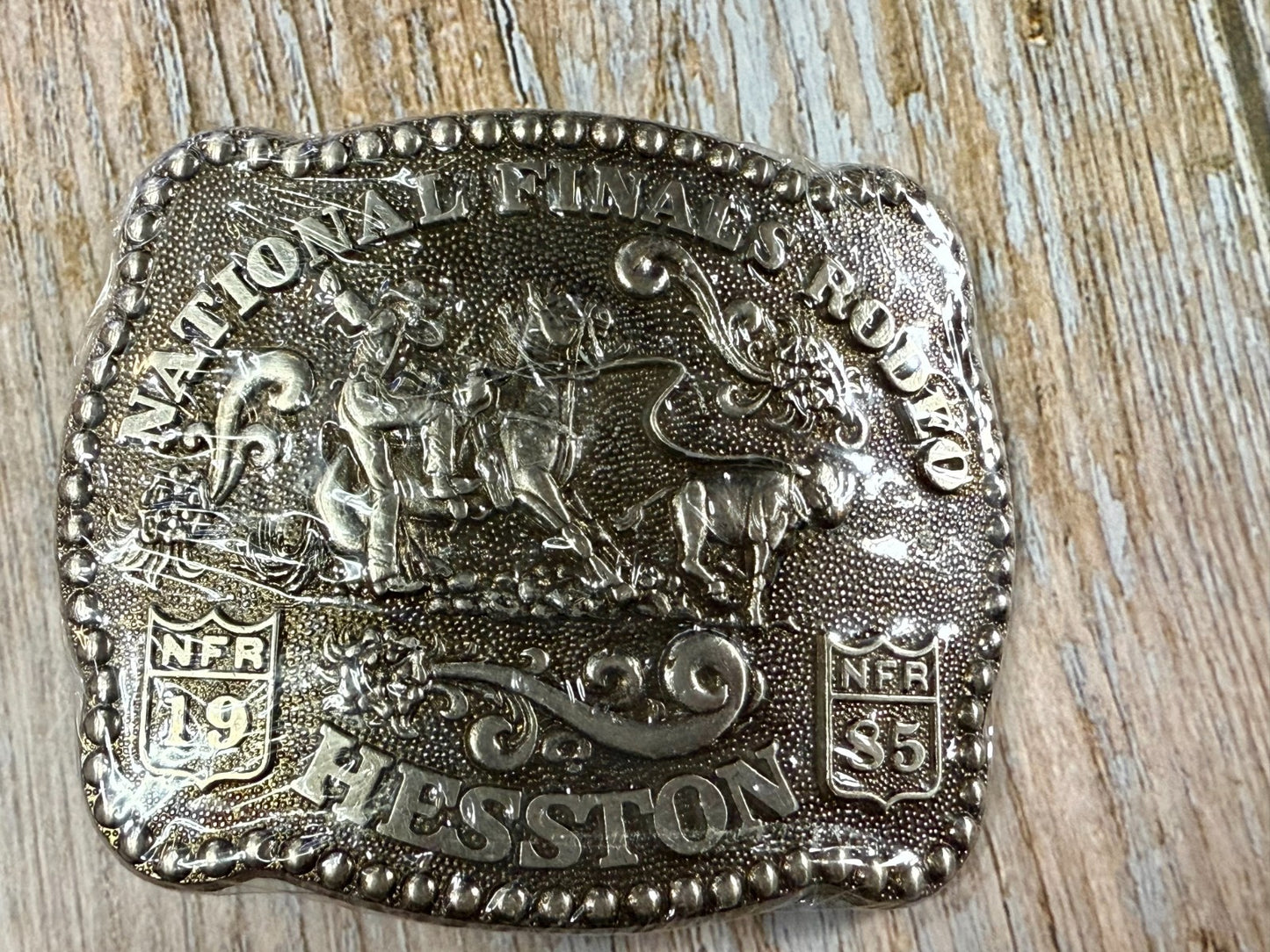 1985 Hesston NFR National Finals Rodeo Calf Roping NOS Collectors Belt Buckle