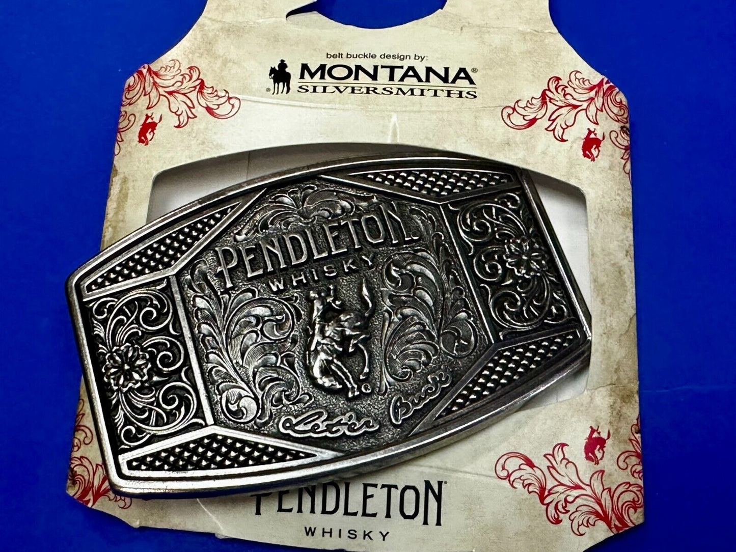 2022 Pendleton whiskey Let'er Buck Rodeo Cowboy Belt Buckle Montana Silversmiths