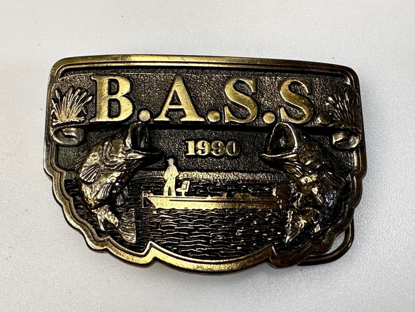 1990 Bass Anglers Sportsman Society Club Great American Fishing Belt Buckle