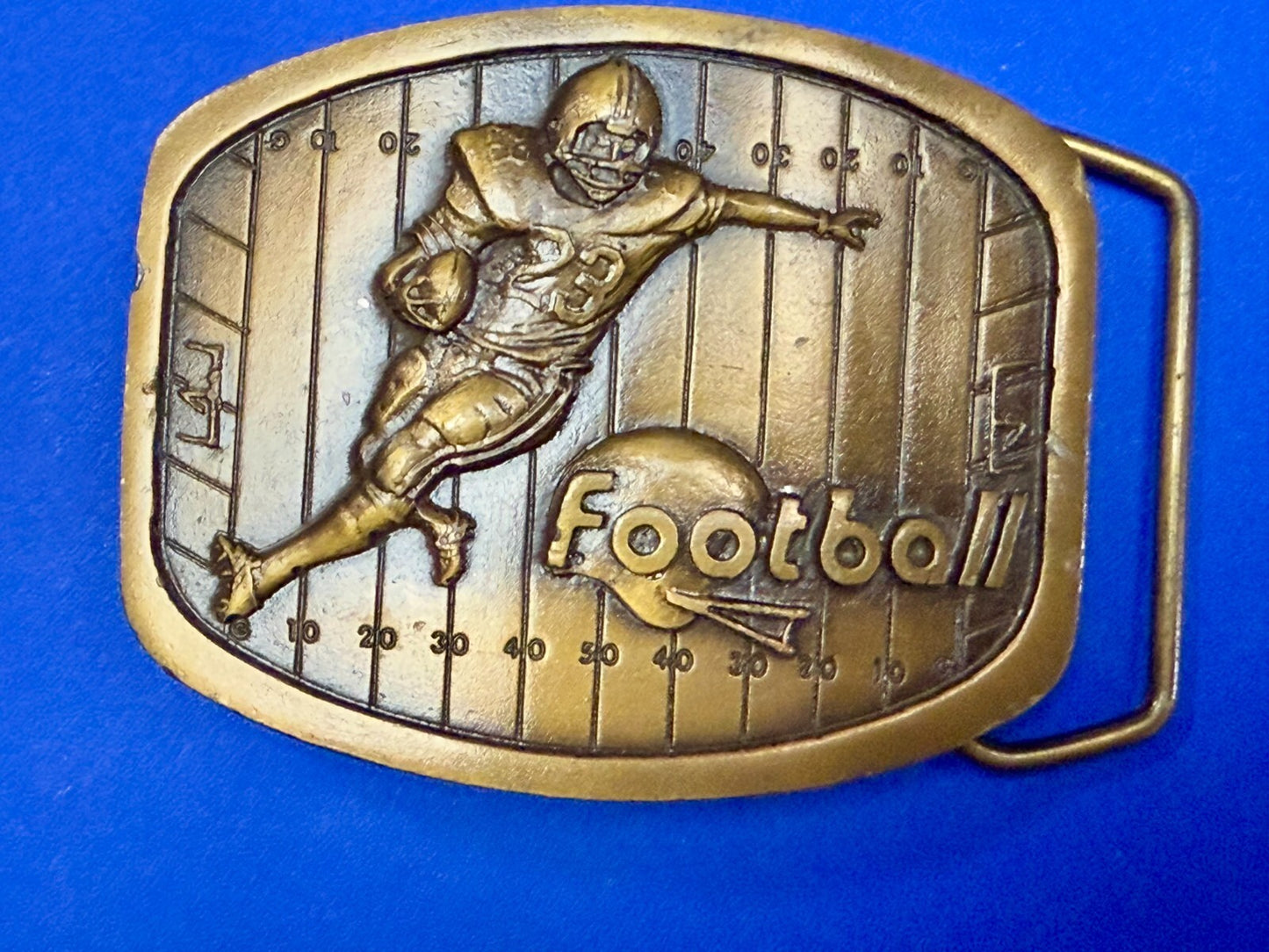 American Sports Football Player Brass Tone VTG 1979 Indiana Metal Belt Buckle