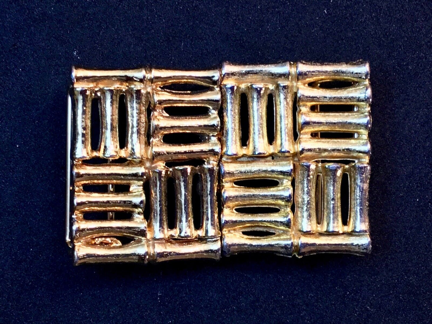 1979 Vintage Retro Mimi Din Gold Toned Belt Buckle 1979 Square Bar Style