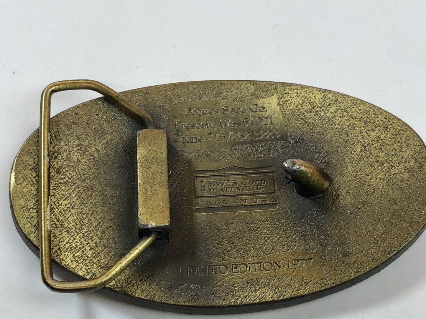 1970’s Jacques Seeds belt buckle farmers feed the world. Limited ED. Lewis