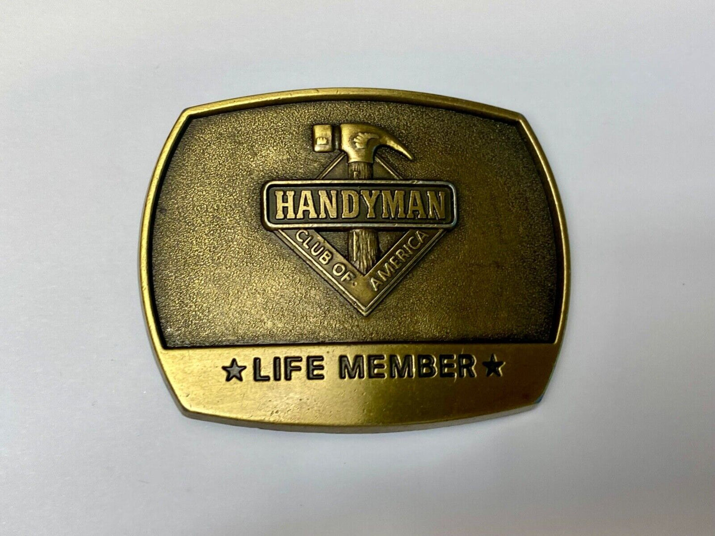 vintage handyman club of America Hammer Ruler- life member belt buckle