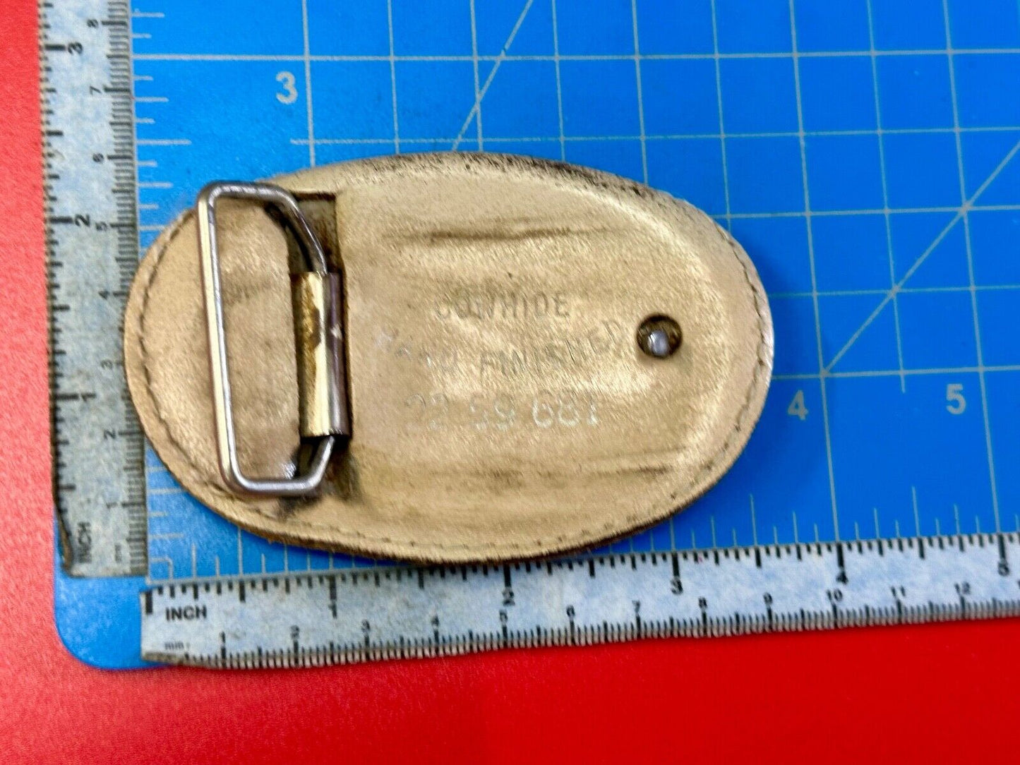 Vintage Cow Hyde Hand finished oval leather belt buckle
