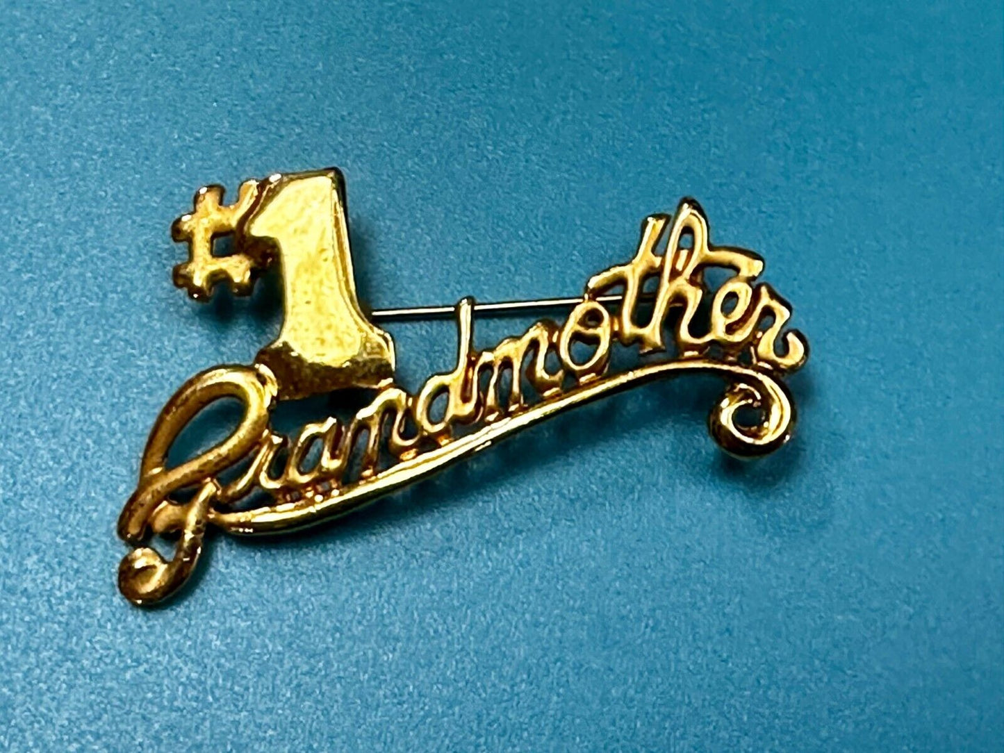 #1 Number One Grandmother Love Gift Gold Tone Vintage Brooch Pin
