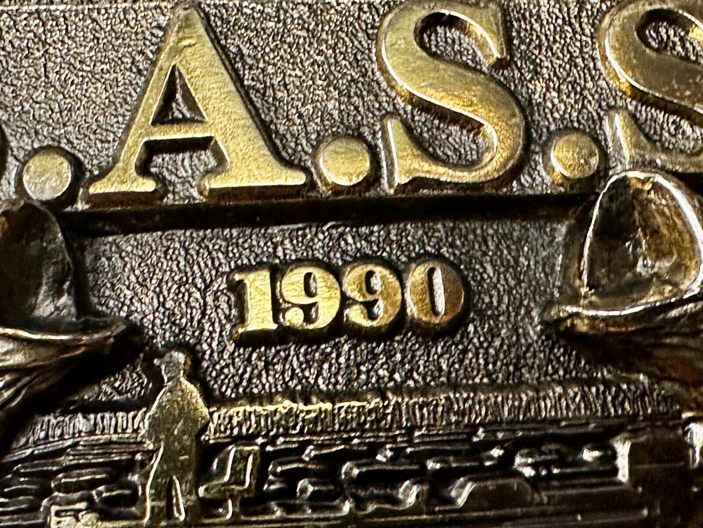 1990 Bass Anglers Sportsman Society Club Great American Fishing Belt Buckle