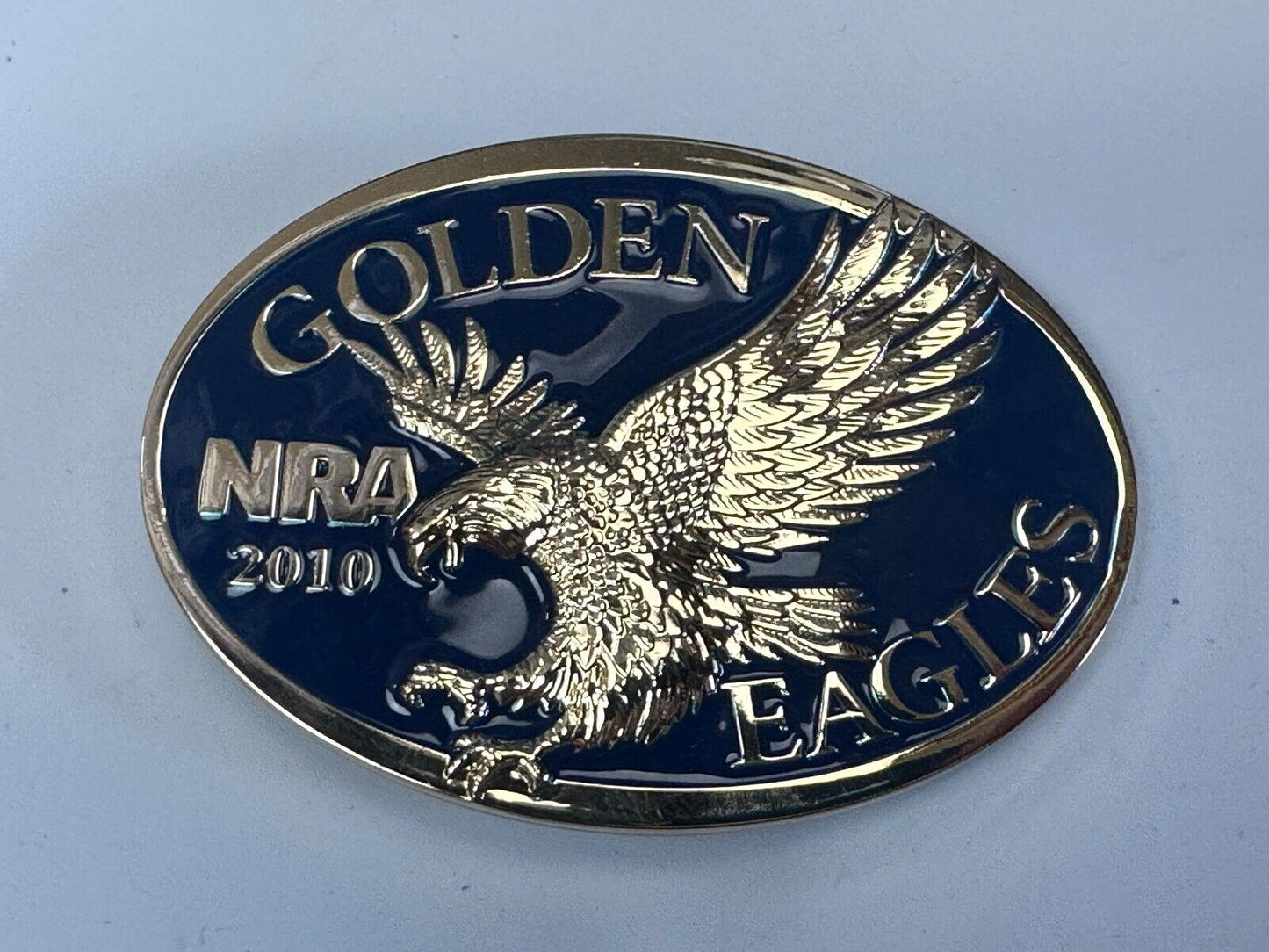 2010 Commemorative Golden Eagles NRA belt buckle in box - Vote Gun Rights