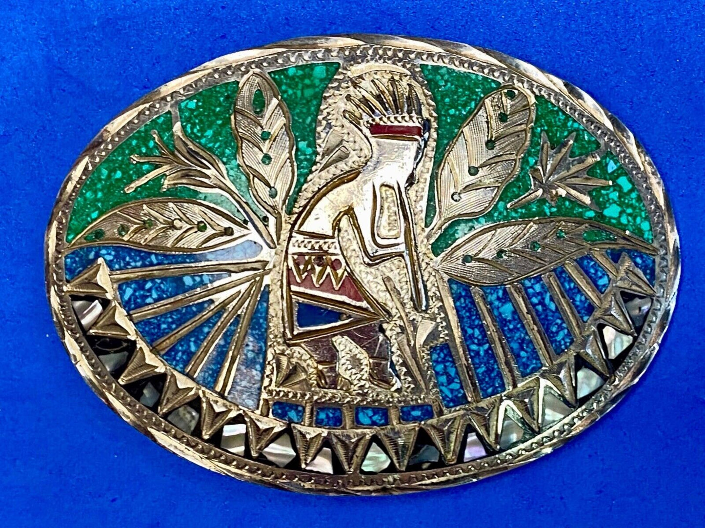Beautiful Navajo? Tribal dancing man belt buckle - see hallmark!