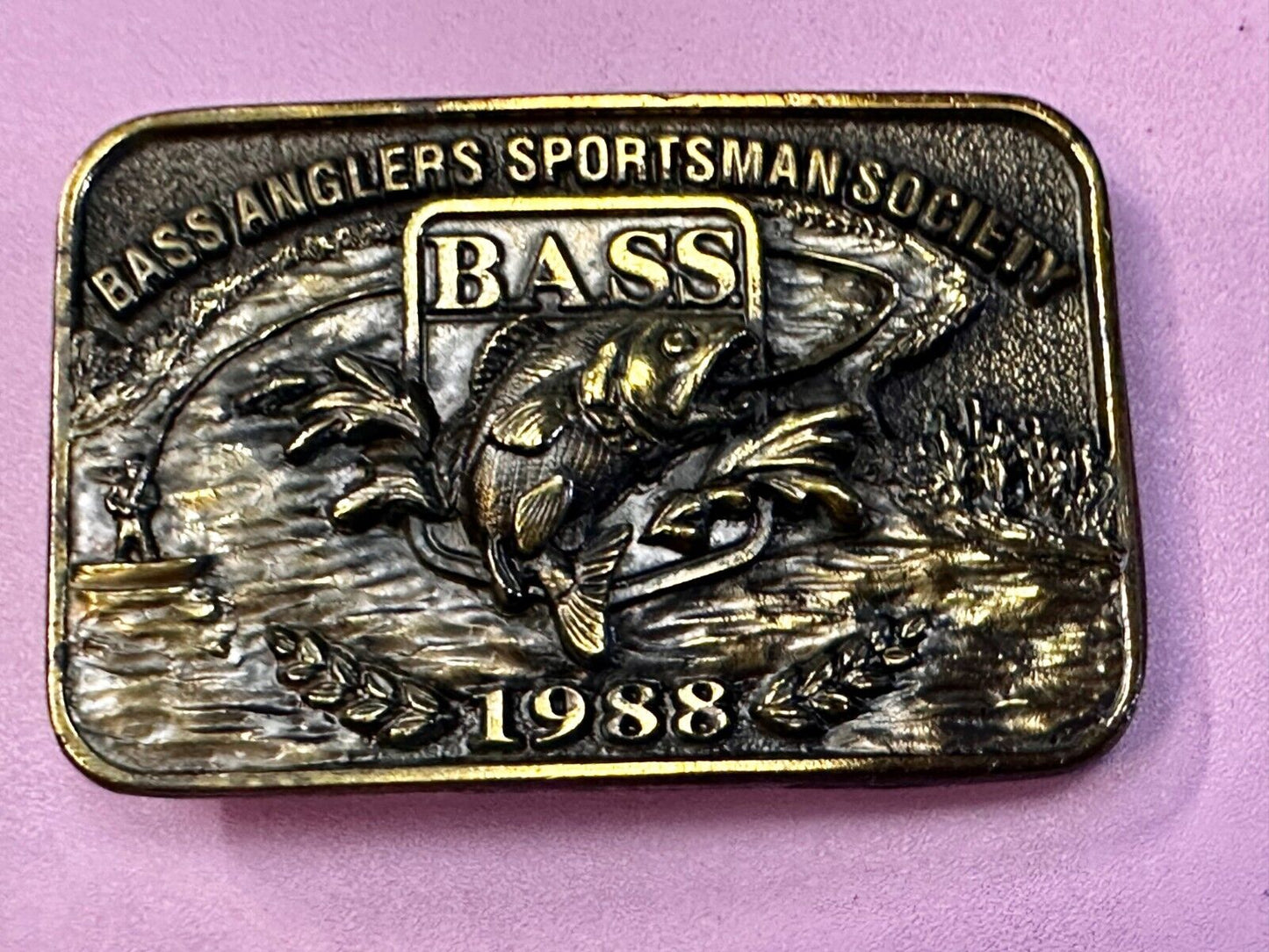 1988 Bass Anglers Sportsman Society Club Great American Belt Buckle